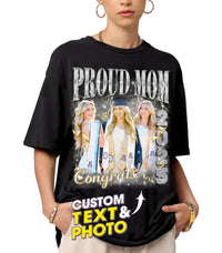 Mit & Mia Custom 2025 Graduate Shirt Customize Shirts with Picture Personalized Graduation T Shirts for Family Proud Mom of Graduation Class of 2025 Custom Photo Shirt