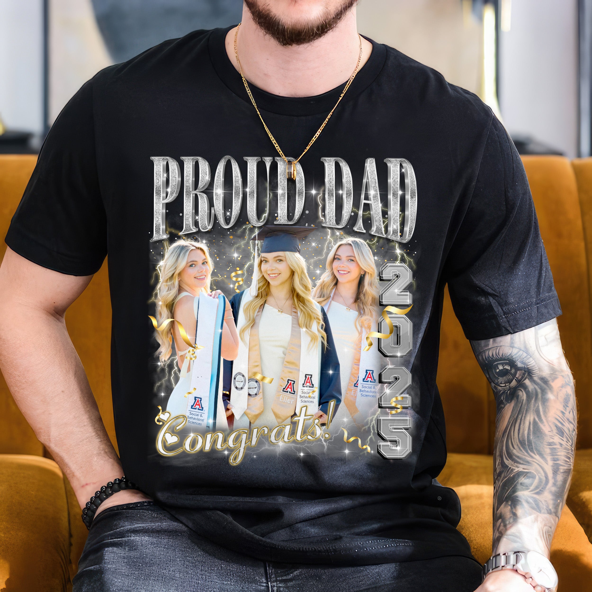 Mit & Mia Custom 2025 Graduate Shirt Customize Shirts with Picture Personalized Graduation T Shirts for Family Proud Mom of Graduation Class of 2025 Custom Photo Shirt