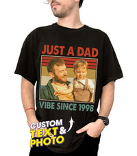 Fathers Day Shirt for Dad Personalized Just A Dad T-Shirt with Photos Vintage Face Daddy Shirts Custom Shirt from Daughter