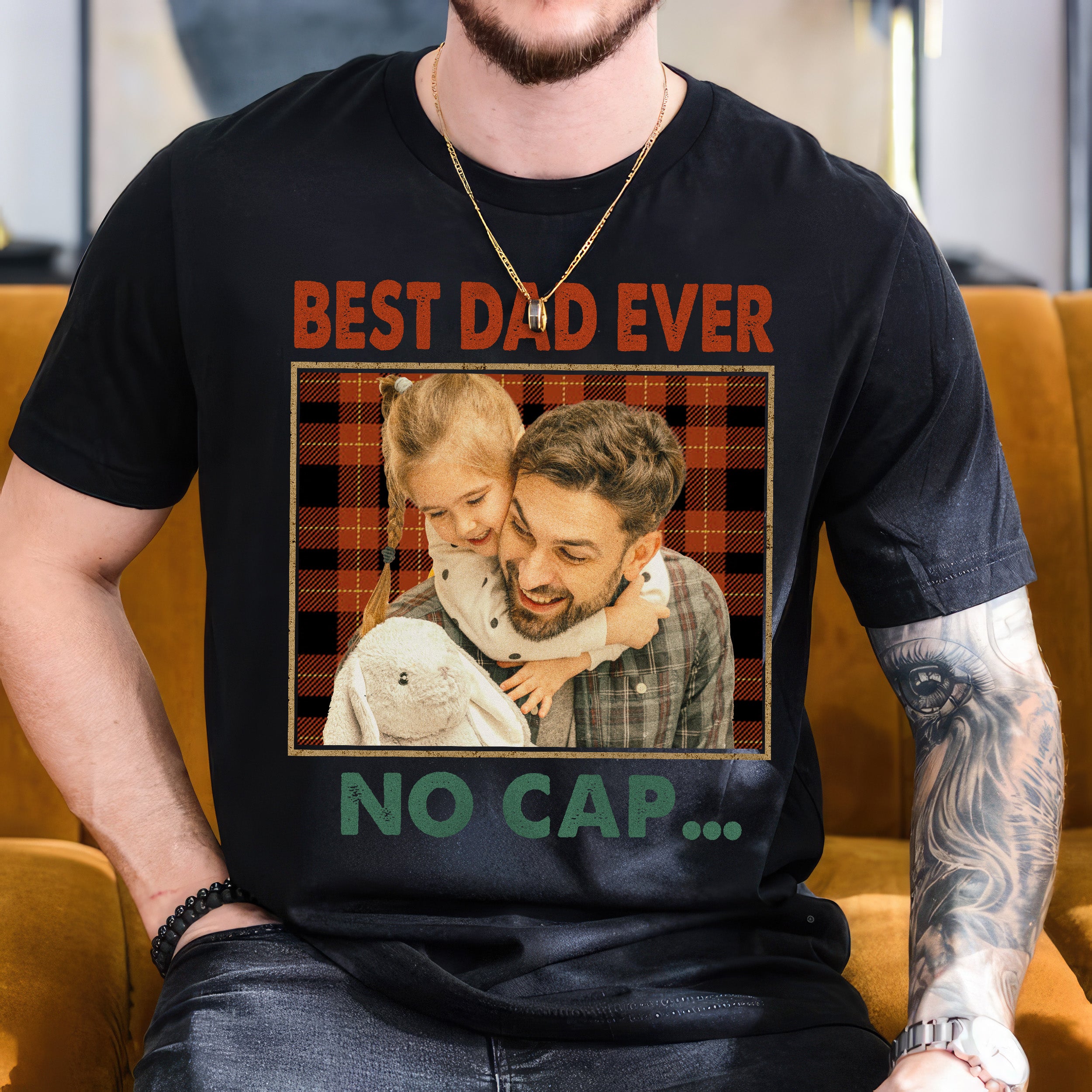 Fathers Day Shirt for Dad Personalized Just A Dad T-Shirt with Photos Vintage Face Daddy Shirts Custom Shirt from Daughter