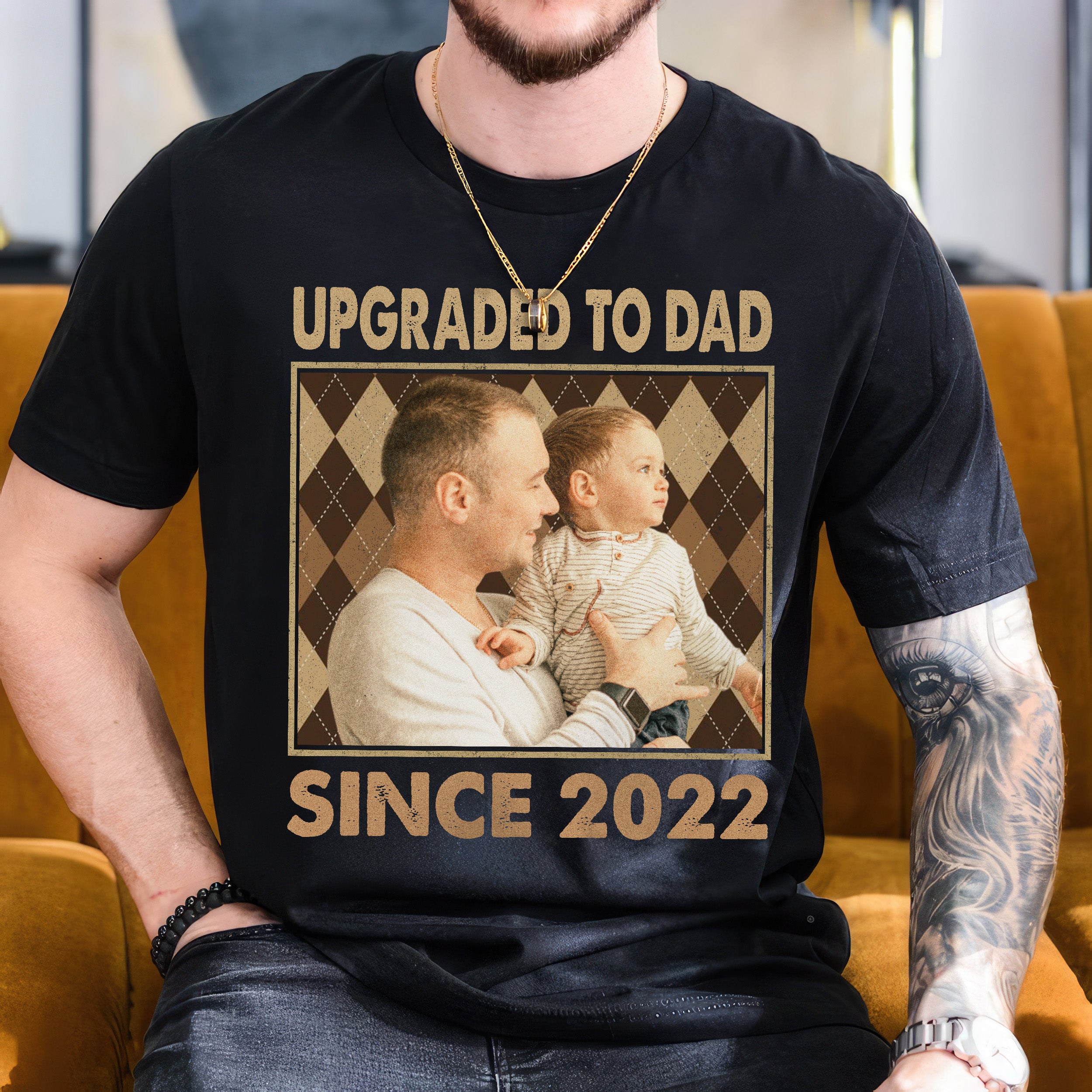 Fathers Day Shirt for Dad Personalized Just A Dad T-Shirt with Photos Vintage Face Daddy Shirts Custom Shirt from Daughter