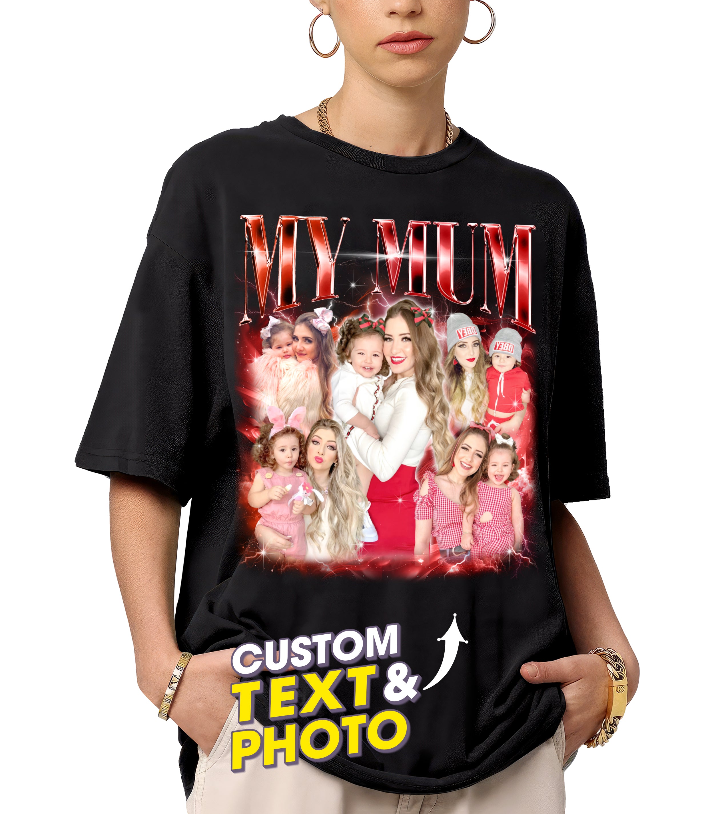 Custom Bootleg Rap Tee, for Mom, Customize Tshirt with Photo, Shirts for Mama Custom Face Shirt, Mother's Day Shirts for Women