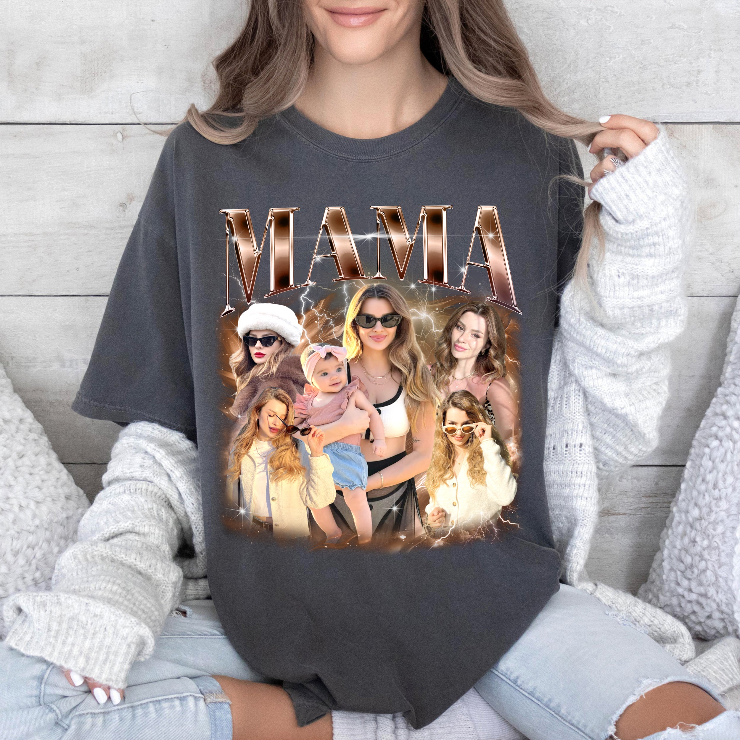 Custom Bootleg Rap Tee, for Mom, Customize Tshirt with Photo, Shirts for Mama Custom Face Shirt, Mother's Day Shirts for Women