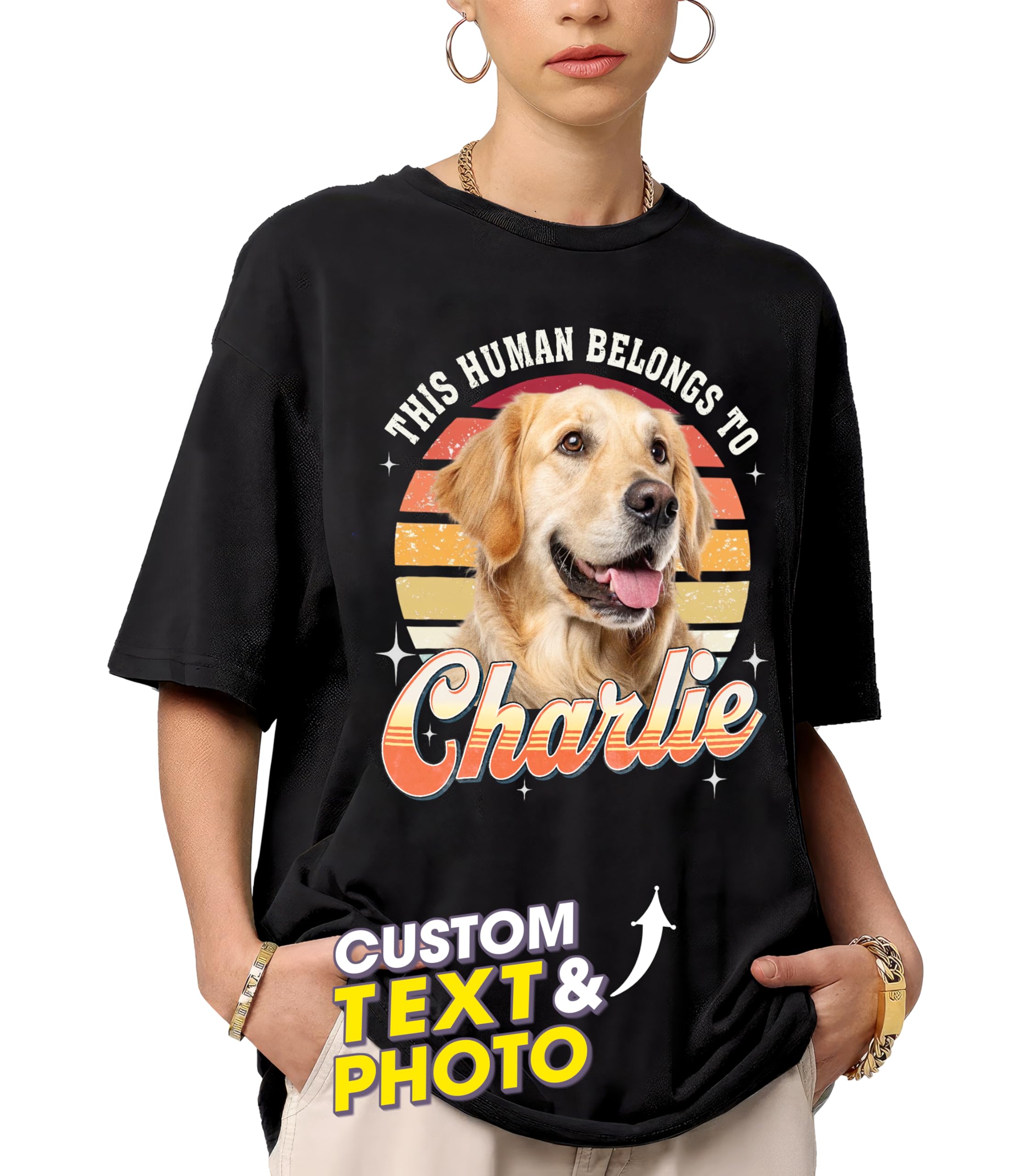 Mit & Mia Custom T Shirts, Custom Dog Shirt, Vintage Tee with Pet Photo for Boyfriend Girlfriend, Cat Mom Shirt, Customized Pet Shirts, Gift for Dog Cat Lovers