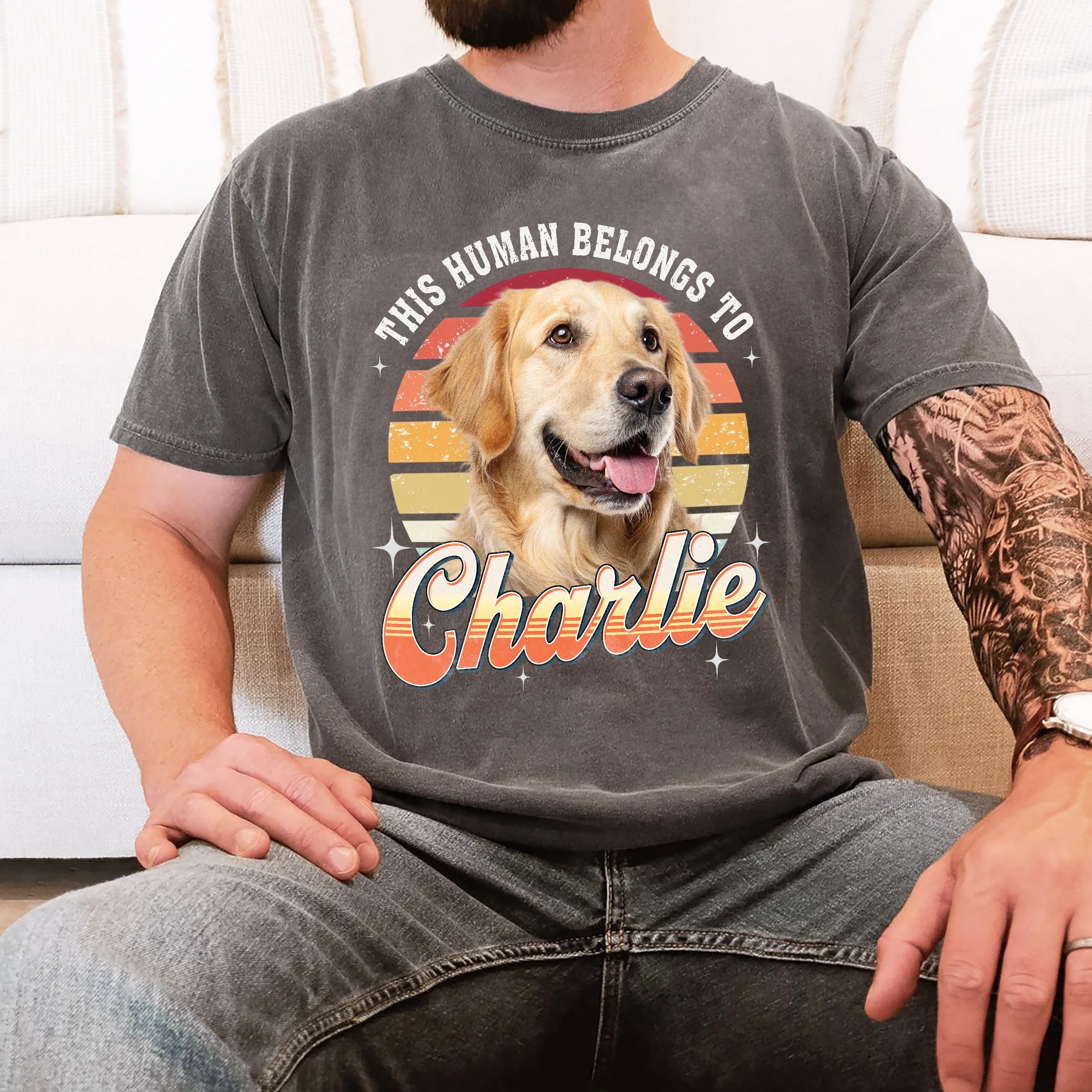 Mit & Mia Custom T Shirts, Custom Dog Shirt, Vintage Tee with Pet Photo for Boyfriend Girlfriend, Cat Mom Shirt, Customized Pet Shirts, Gift for Dog Cat Lovers