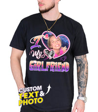 Mit & Mia Custom T Shirts I Love My Girlfriend Shirt for Boyfriend Custom Face Girlfriend Shirt with Photo Tees Christmas Valentine Day Gift for Him Her