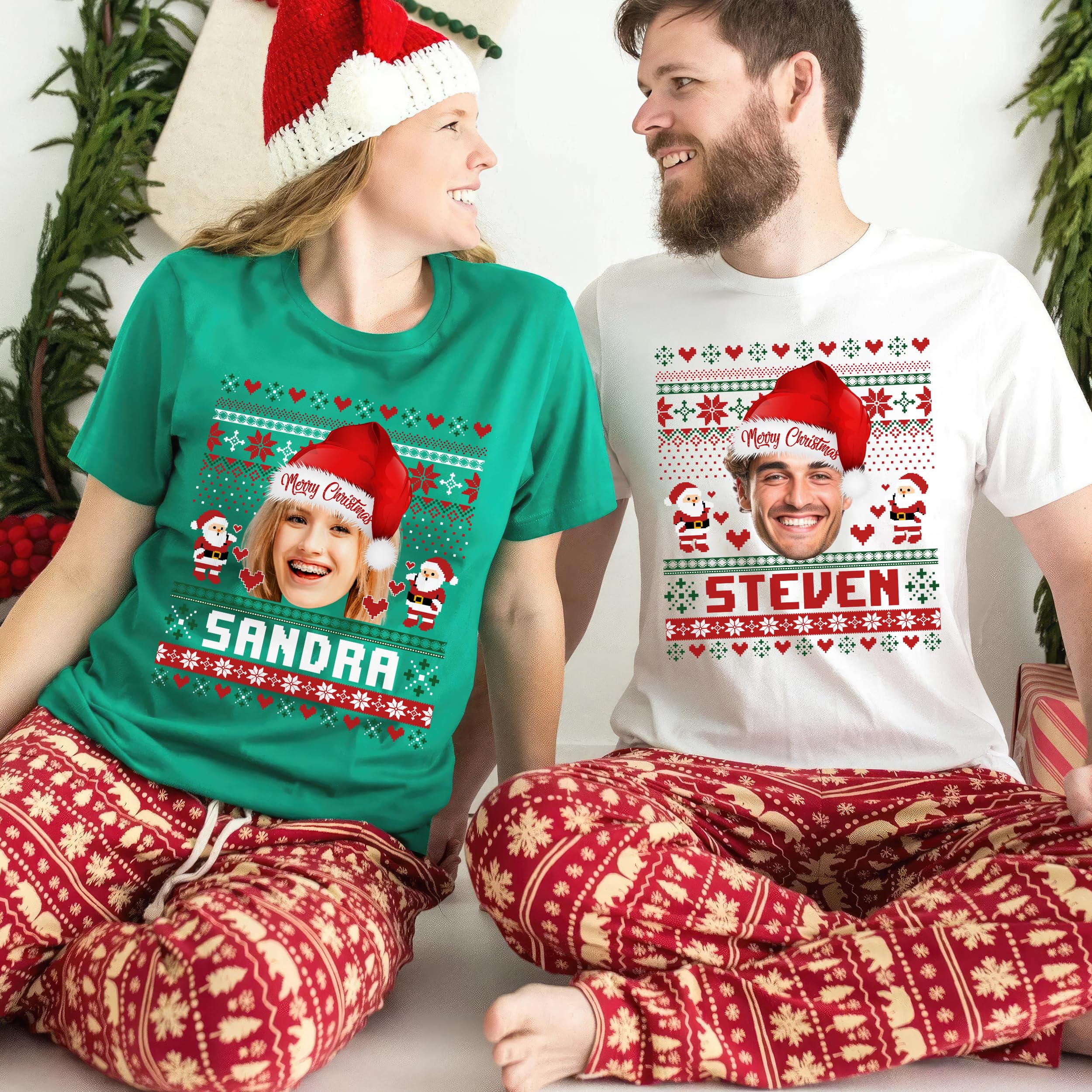 Custom Face Ugly Christmas Shirt - Customized Photo Sweater for Matching Family Sweatshirts and T-Shirts for Women and Men