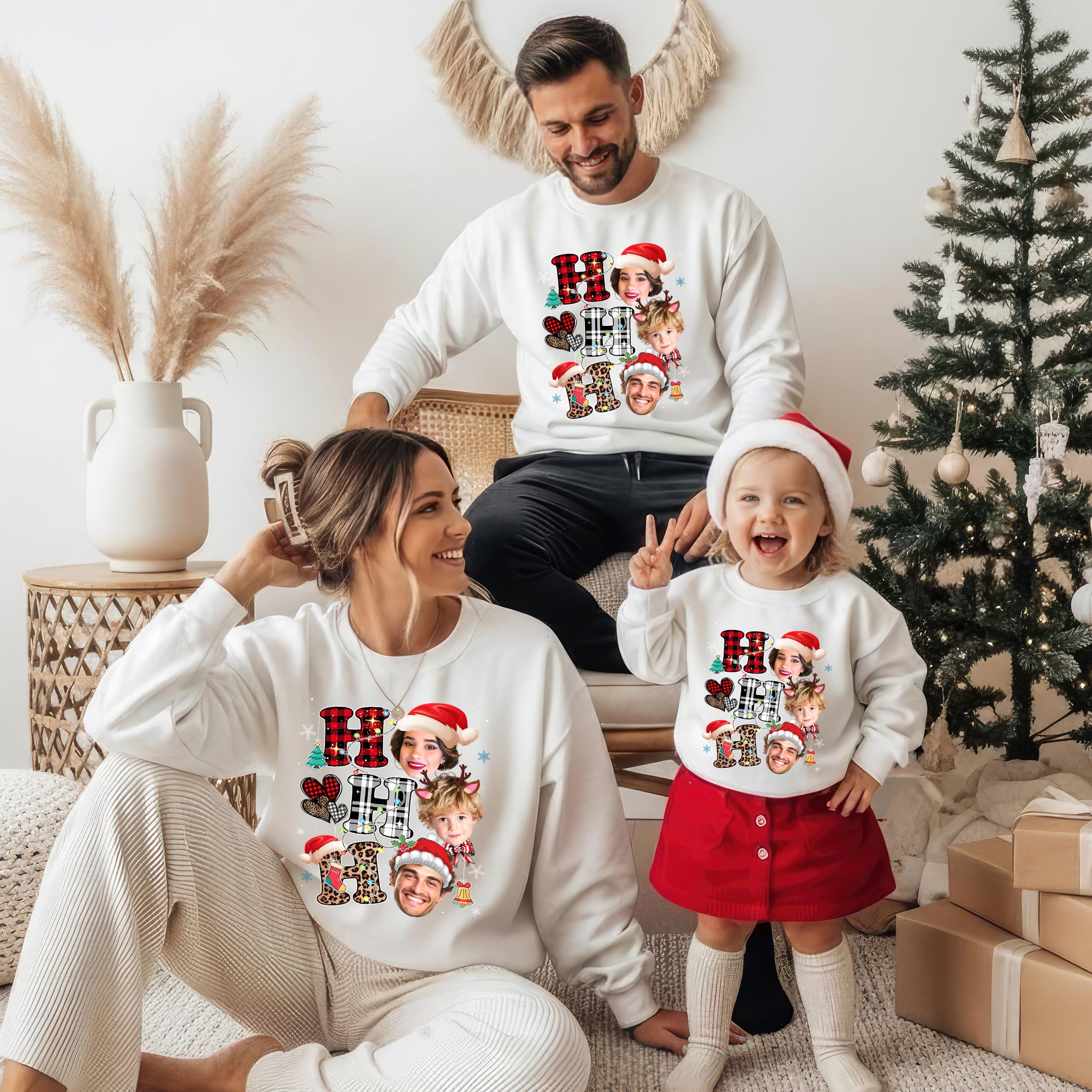 Custom Christmas Shirt with Photo Face Ugly Christmas Sweater Funny Shirt Personalized Photo Shirts Matching Family