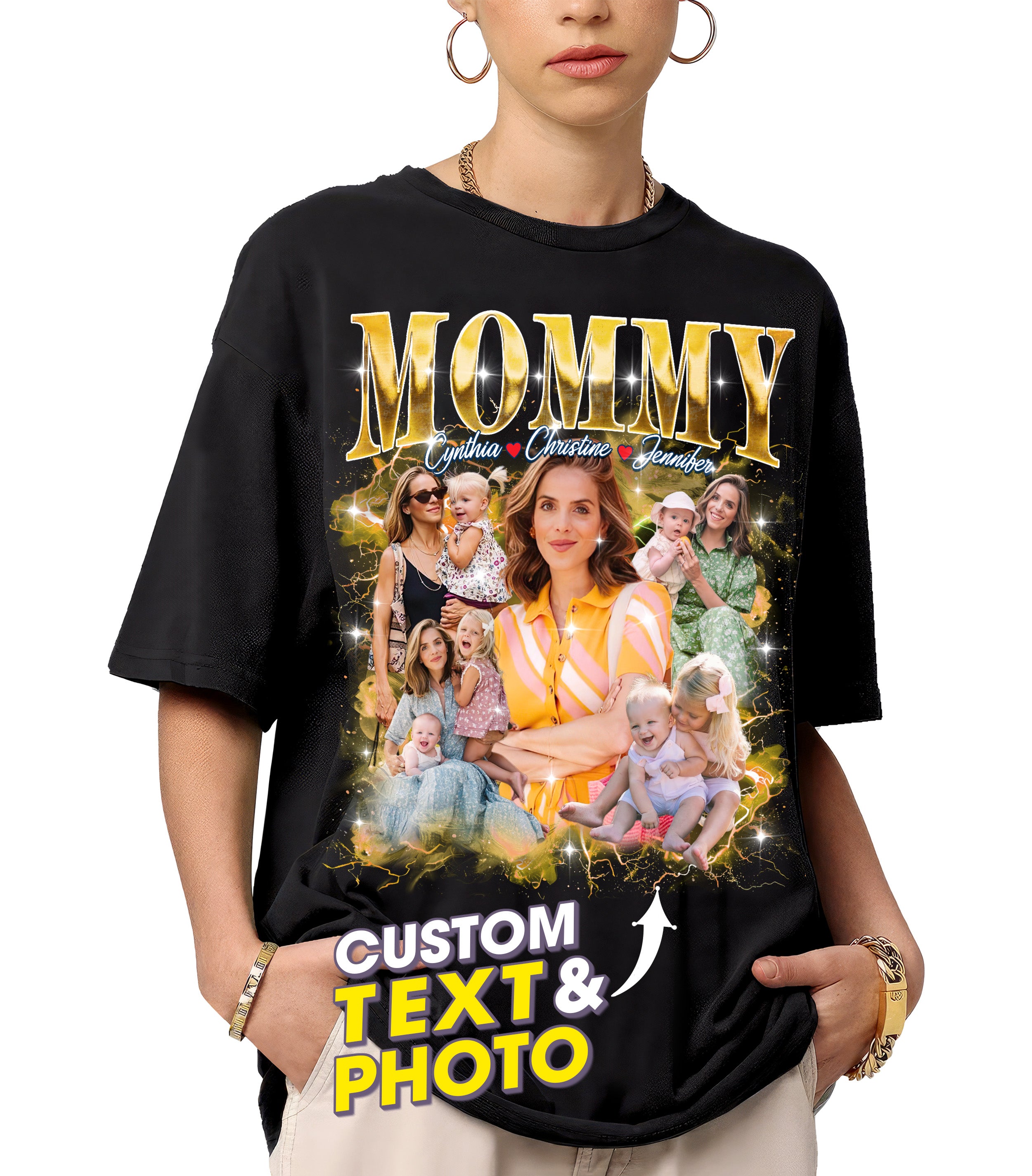 Custom Your Own Bootleg Rap Tee for Mom Customize Tshirt with Photo Shirts for Mama Custom Face Shirt Mother's Day Shirts for Women