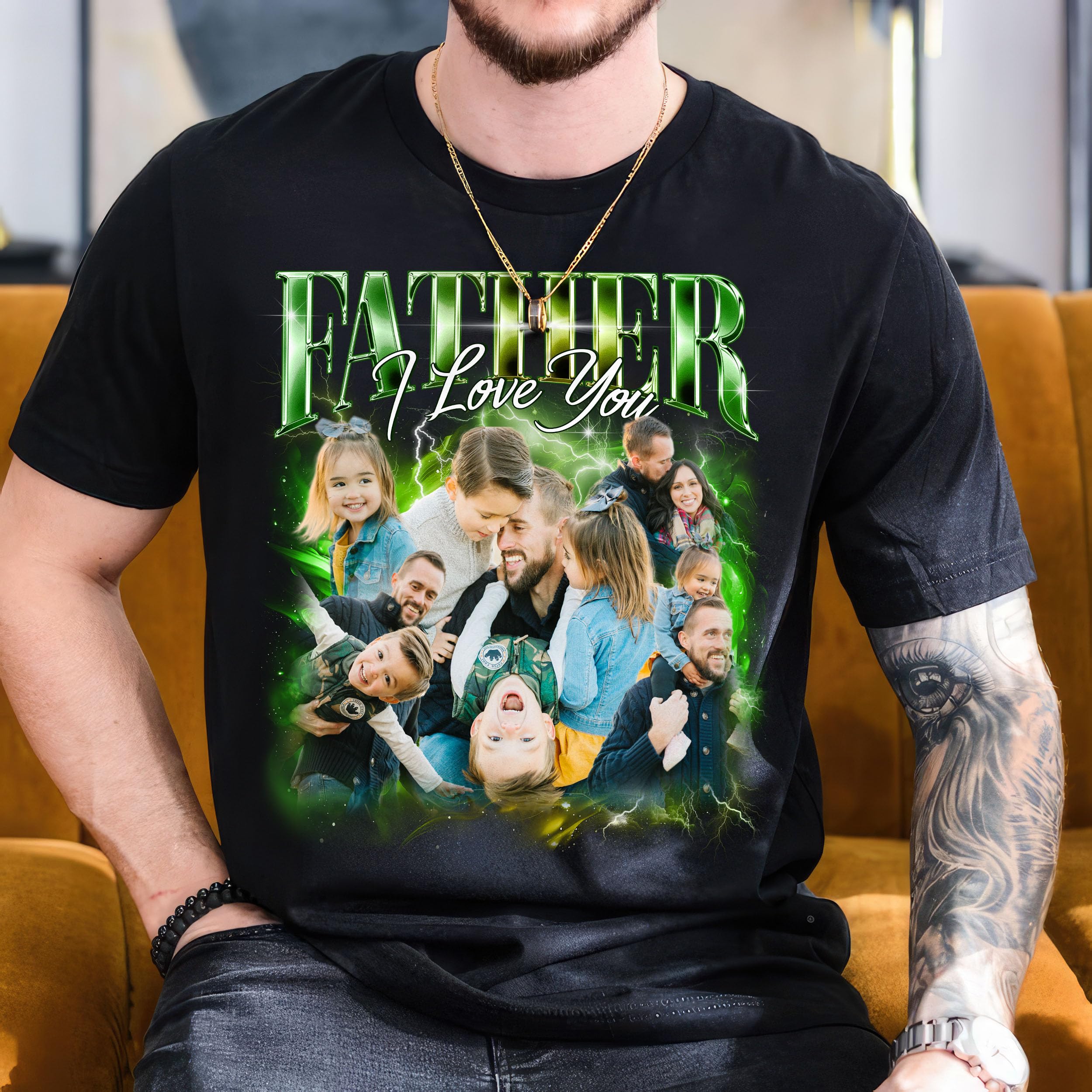 Fathers Day Shirts for Dad Personalized Shirts with Photos Custom Bootleg Rap Tee Vintage Face Shirts to My Dad Unique Gifts from Daughter Son Wife