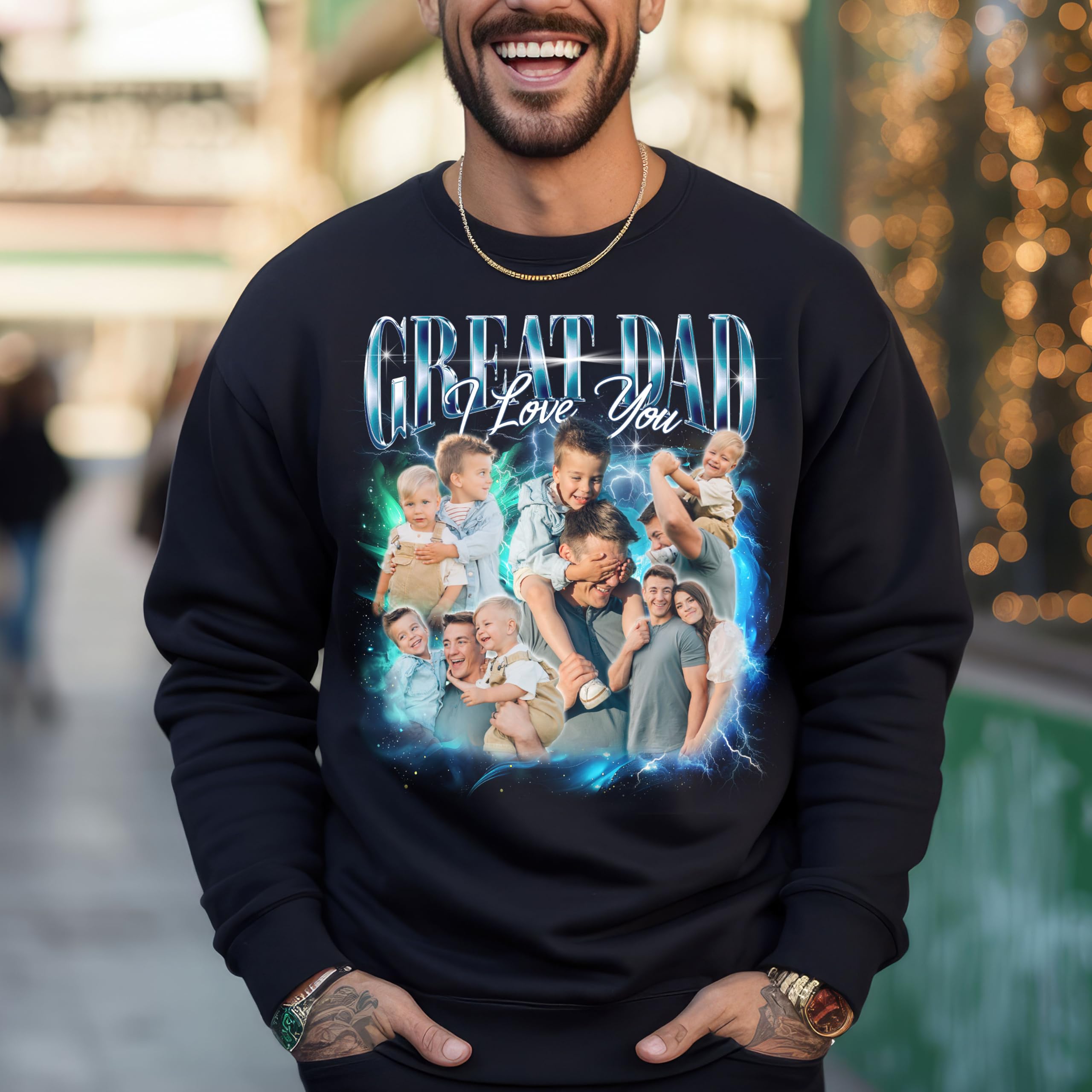 Fathers Day Shirts for Dad Personalized Shirts with Photos Custom Bootleg Rap Tee Vintage Face Shirts to My Dad Unique Gifts from Daughter Son Wife