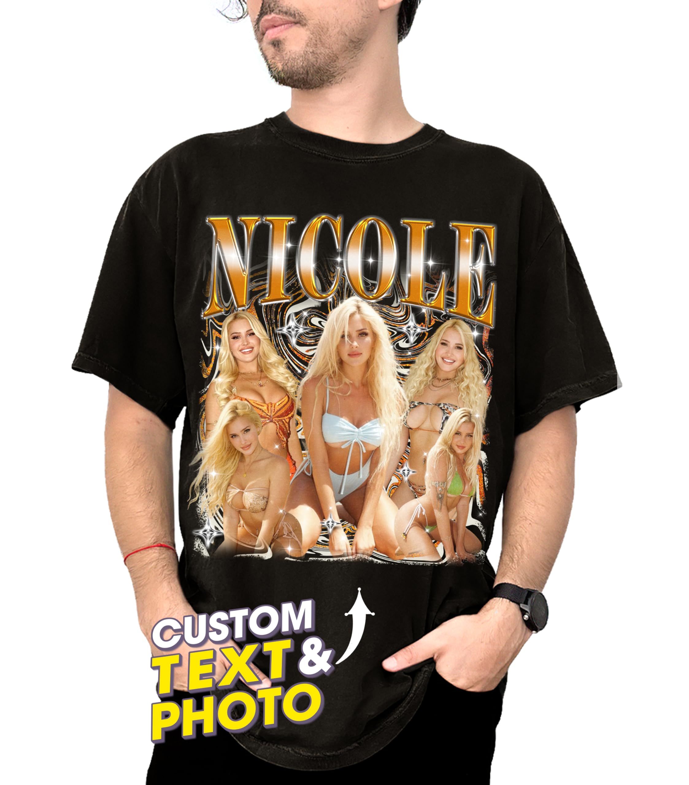 Custom Your Own Bootleg Shirts Custom T Shirts Bootleg Rap Tee for Girlfriend Boyfriend Shirt with Photo Custom Graphic Tees Christmas Birthday Gift