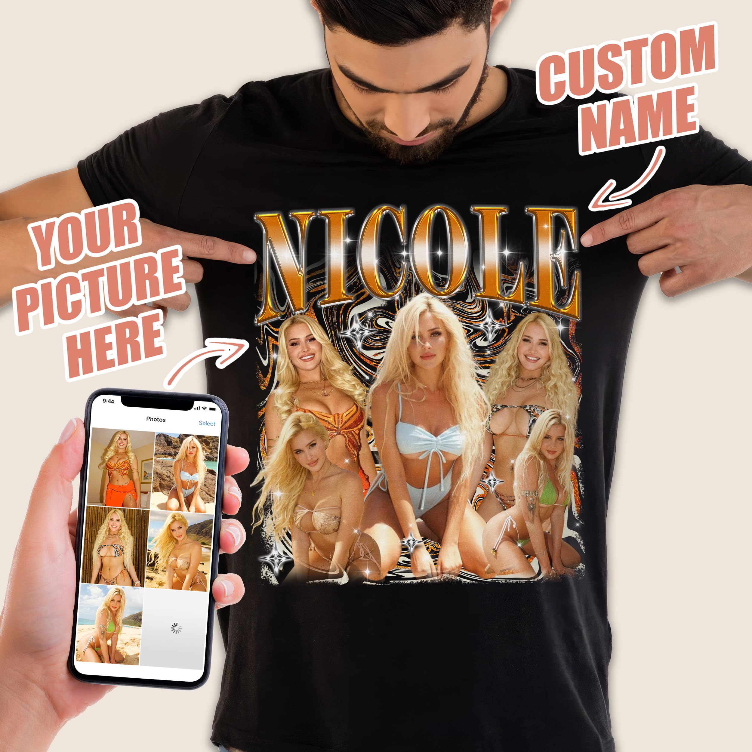 Custom Your Own Bootleg Shirts Custom T Shirts Bootleg Rap Tee for Girlfriend Boyfriend Shirt with Photo Custom Graphic Tees Christmas Birthday Gift