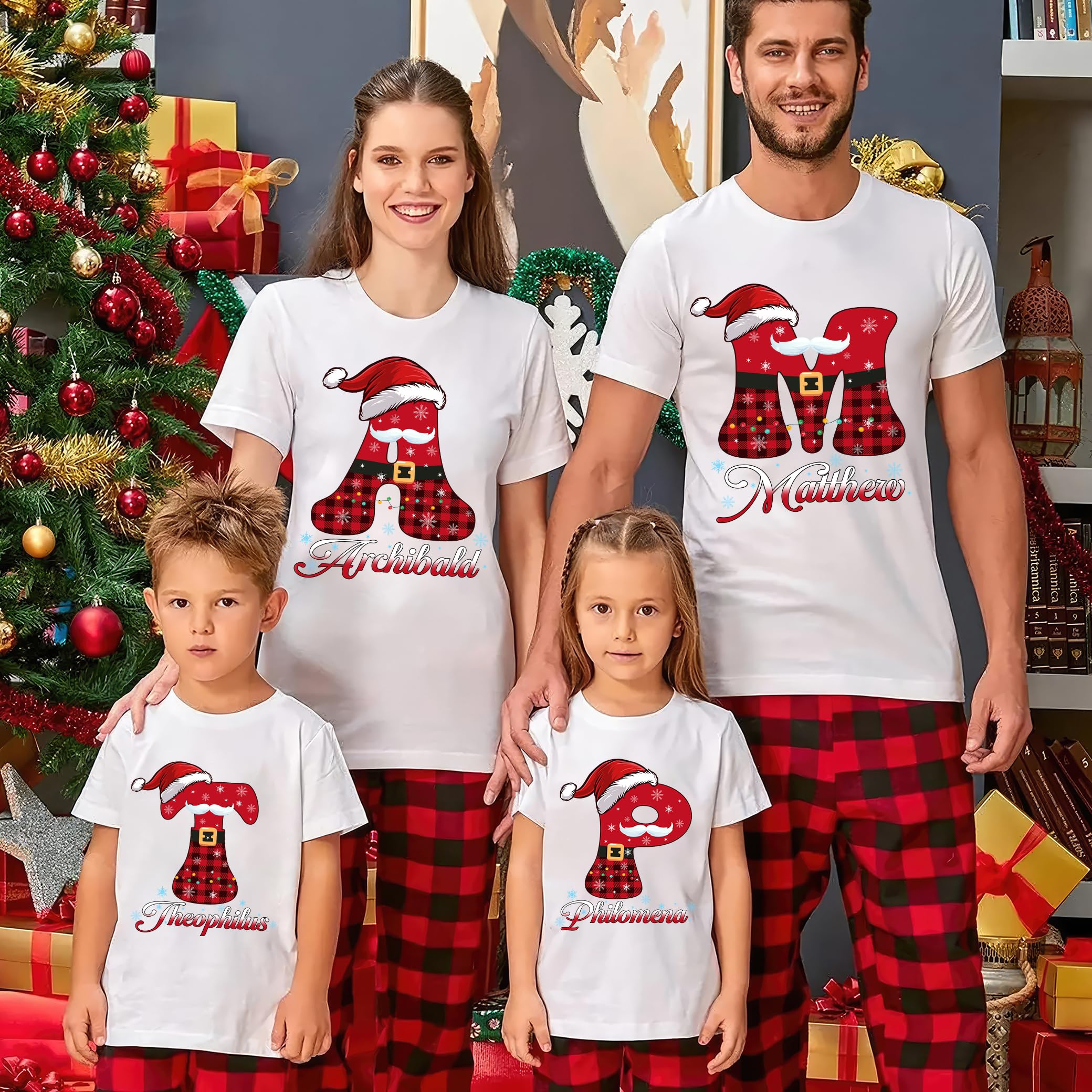 Custom Christmas Name Shirt Family Shirt for Christmas Family Shirt with Name Collage Personalized Family T-Shirt