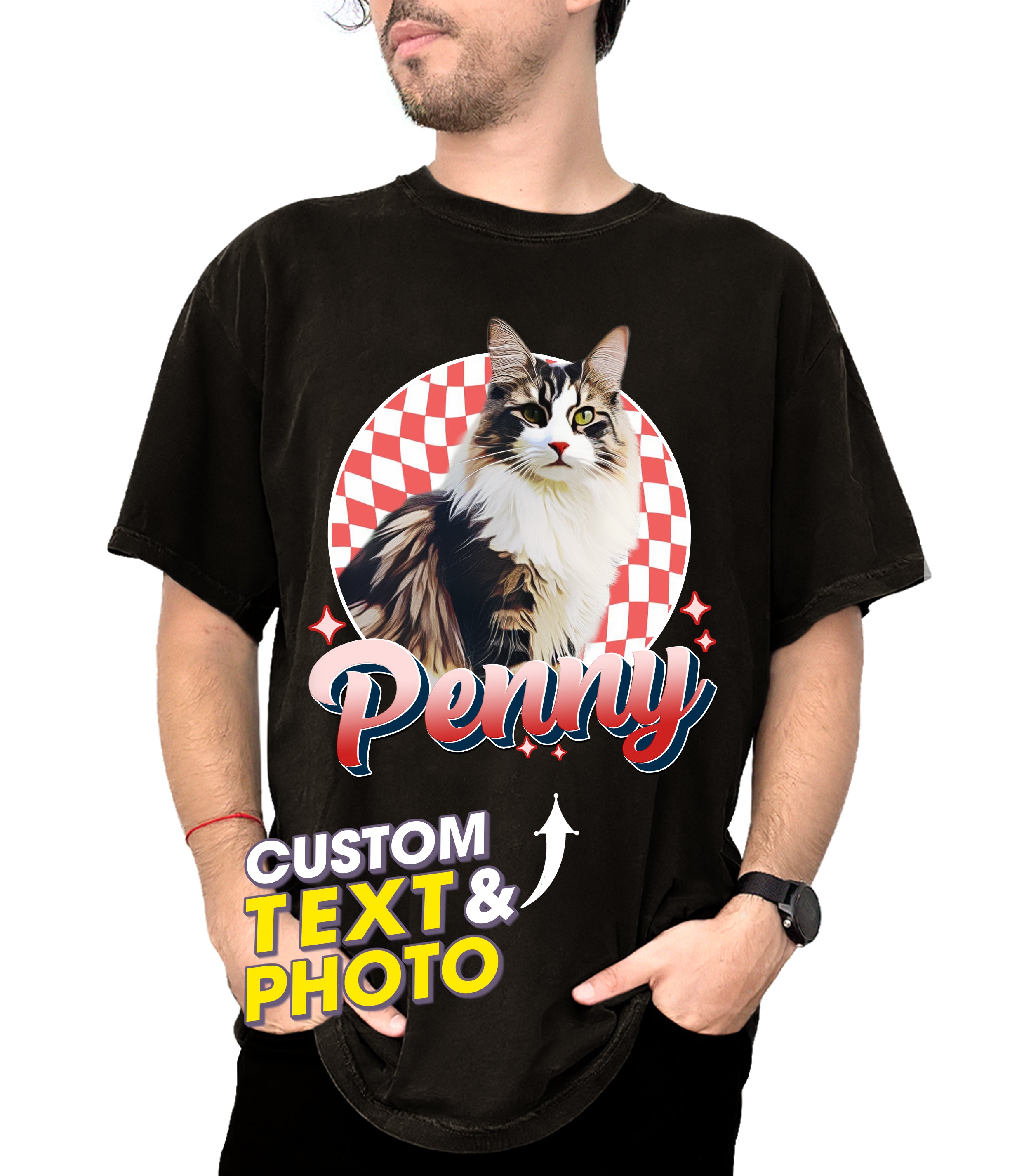 Mit & Mia Custom T Shirts Custom Dog Shirt with Photo Vintage Shirt for Boyfriend Girlfriend Custom Pet Shirt Graphic Tees Gift for Dog Cat Lovers Dog Birthday