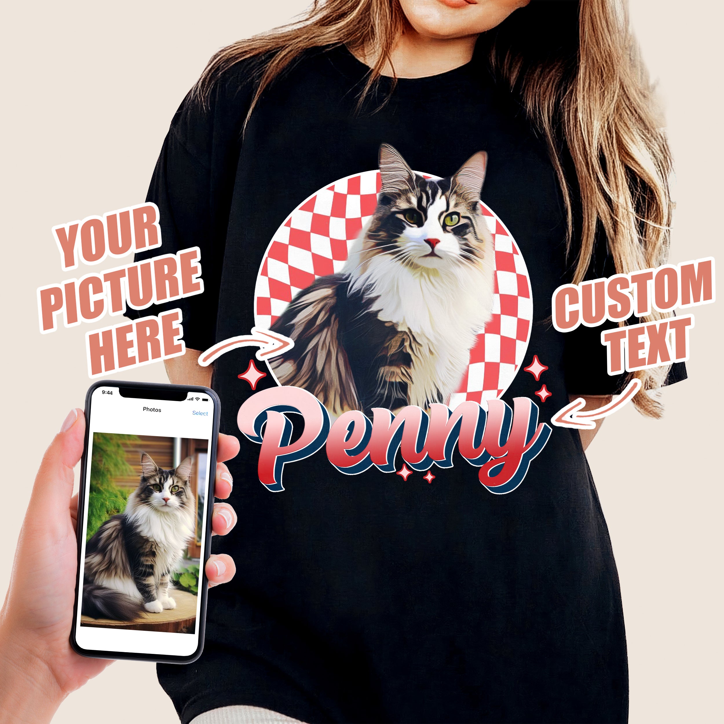 Mit & Mia Custom T Shirts Custom Dog Shirt with Photo Vintage Shirt for Boyfriend Girlfriend Custom Pet Shirt Graphic Tees Gift for Dog Cat Lovers Dog Birthday