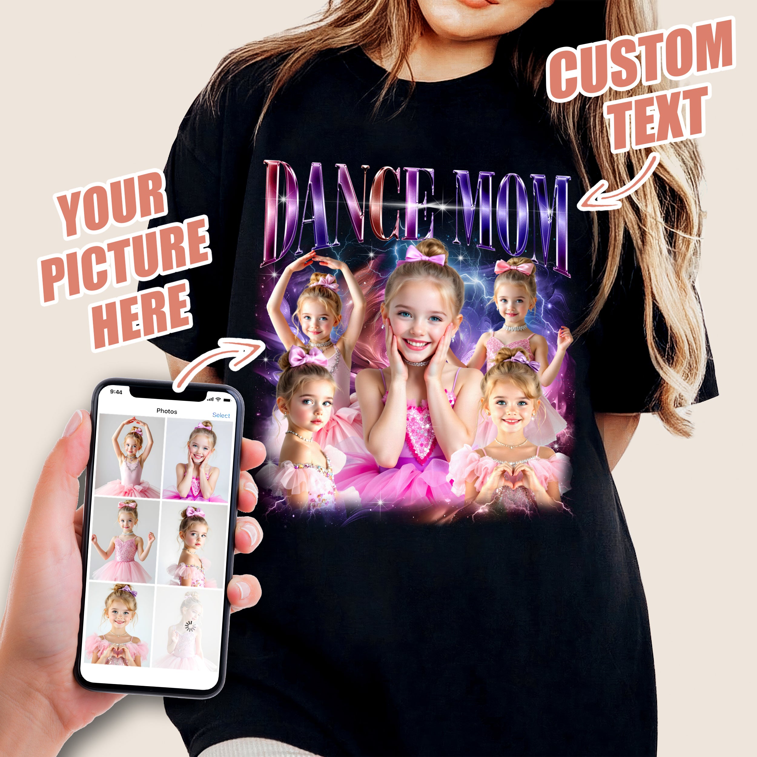 Custom Shirt for Mom, Customize Tshirt with Photo, Shirts for Mama Vintage Tee Custom Dance Mom Shirt, Mother's Day Shirts for Women