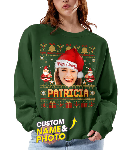 Custom Shirt Face Ugly Christmas Shirt with Photo Customize Matching Family Sweatshirts T Shirts for Women Men