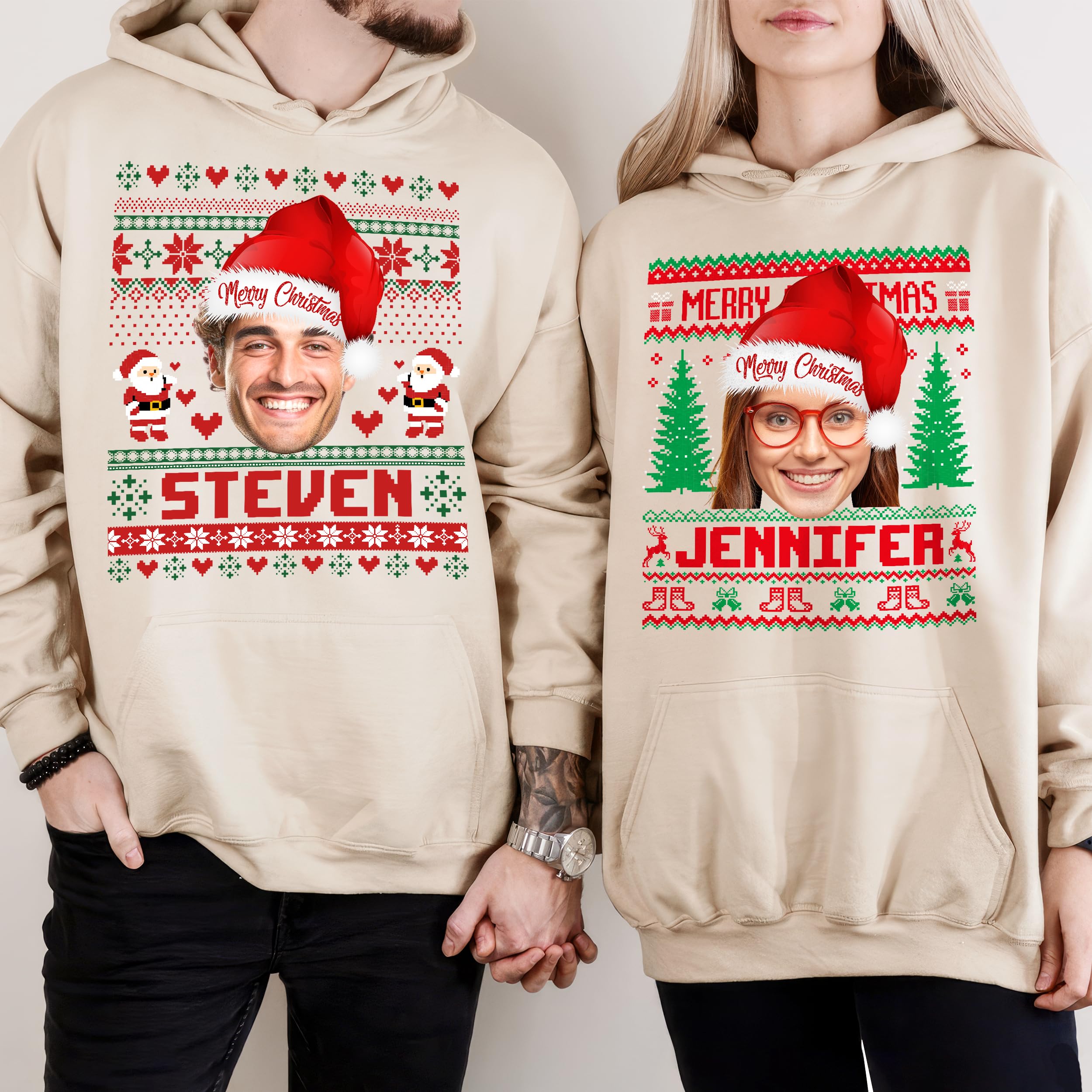 Custom Shirt Face Ugly Christmas Shirt with Photo Customize Matching Family Sweatshirts T Shirts for Women Men
