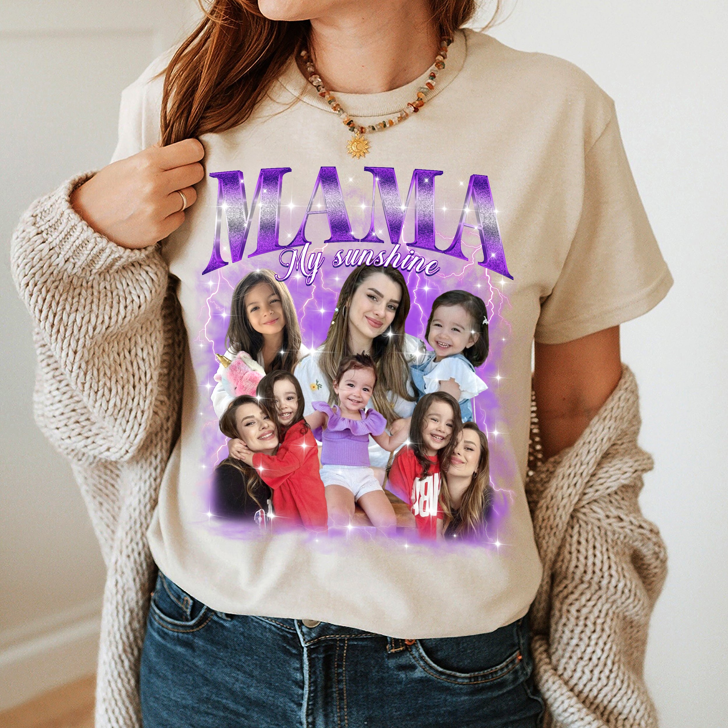 Custom Your Own Bootleg Rap Tee, for Mom, Customize Tshirt with Photo, Shirts for Mama Custom Face Shirt, Mother's Day Shirts for Women