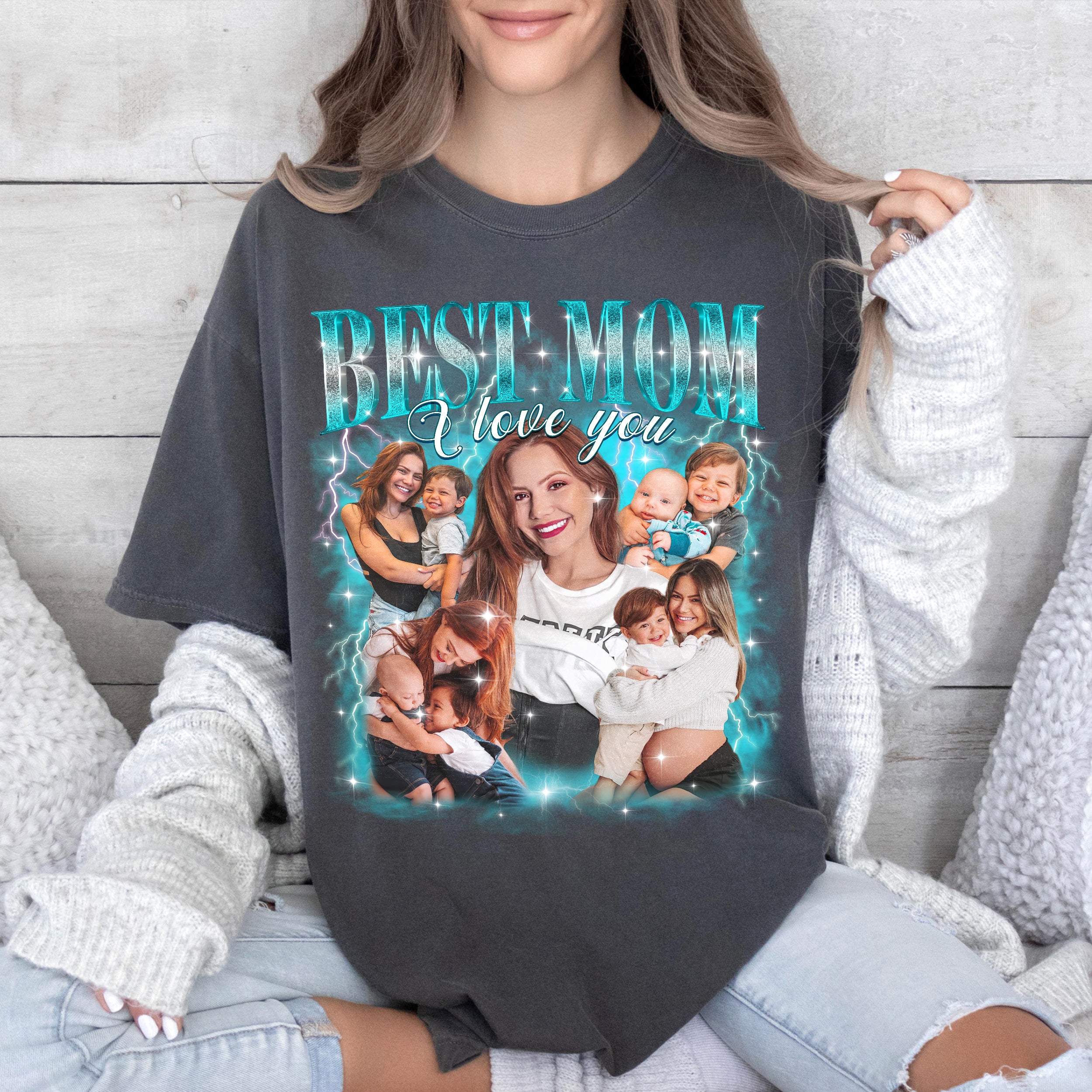 Custom Your Own Bootleg Rap Tee, for Mom, Customize Tshirt with Photo, Shirts for Mama Custom Face Shirt, Mother's Day Shirts for Women
