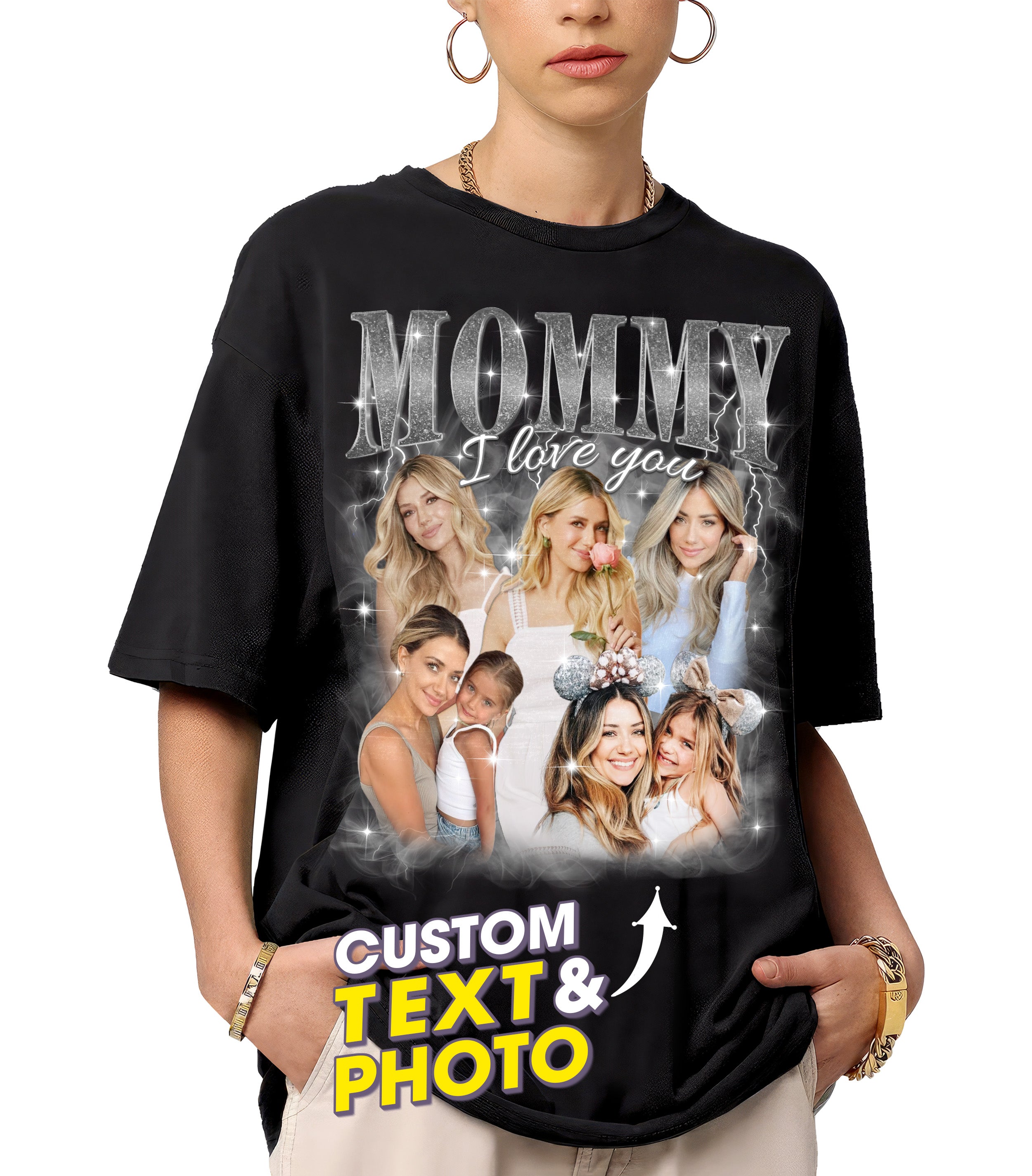 Custom Your Own Bootleg Rap Tee Custom for Mom Best Mom Shirt with Face Mommy Photo Vintage T Shirts Personalized Gifts from Daughter Son