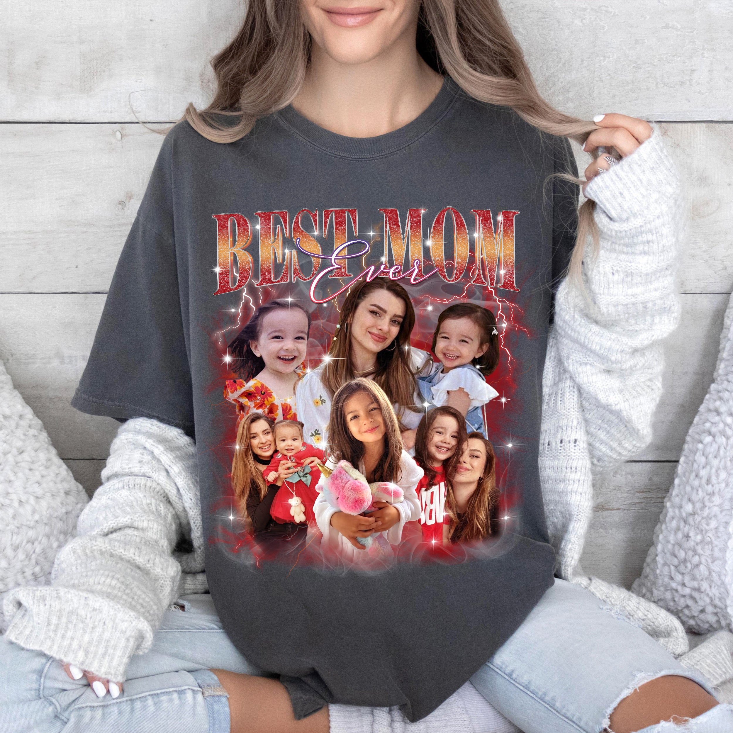 Custom Your Own Bootleg Rap Tee Custom for Mom Best Mom Shirt with Face Mommy Photo Vintage T Shirts Personalized Gifts from Daughter Son