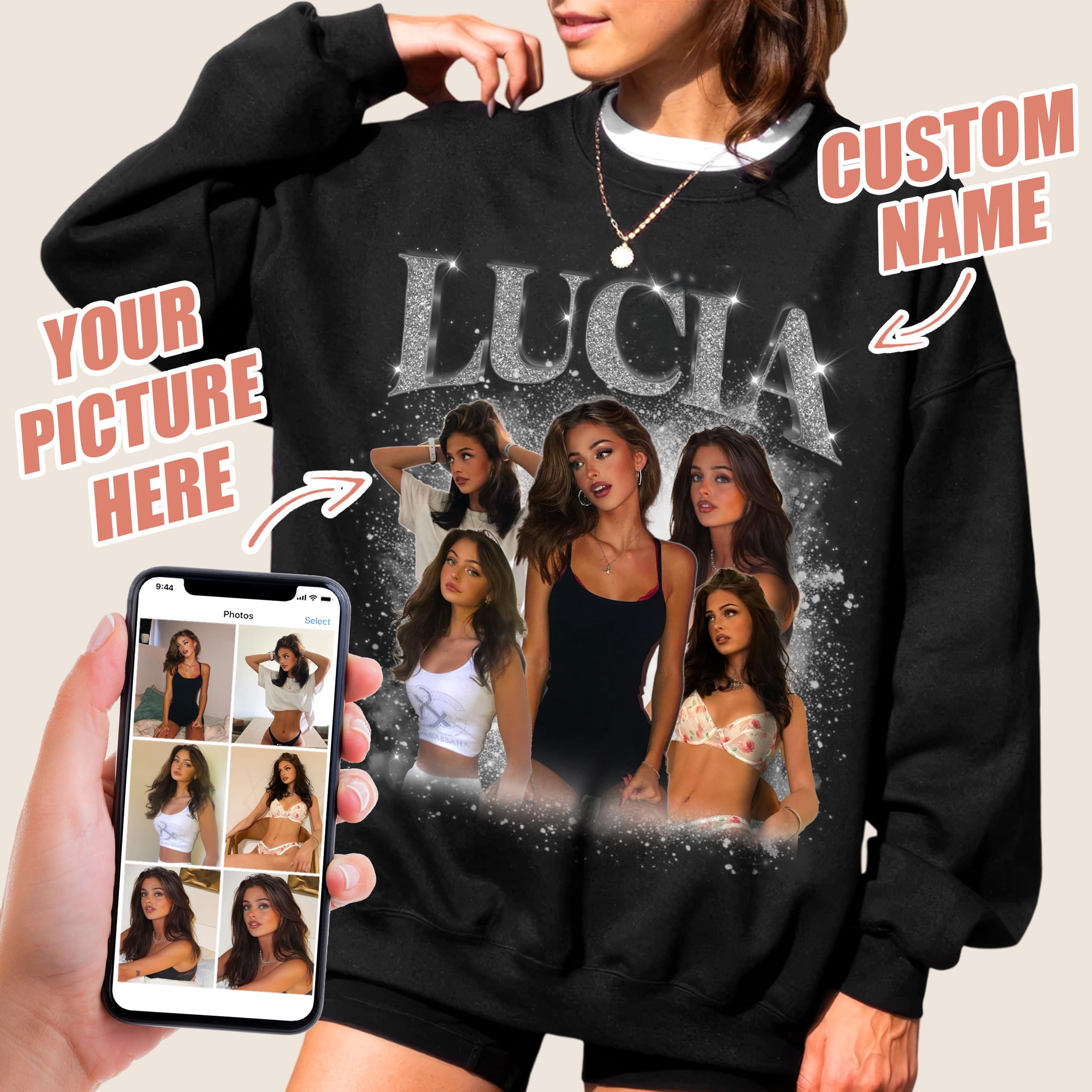 Custom Bootleg Rap Tee & Sweatshirts for Women & Men - Crewneck Shirts for Boyfriend & Girlfriend - Face Shirt Gift for Valentines, Halloween & Christmas