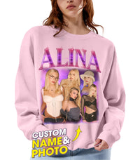 Custom Sweatshirts for Women - Bootleg Rap Tee & Crewneck Shirts for Boyfriend & Girlfriend - Photo Face Shirt Gifts for Valentines, Halloween & Christmas