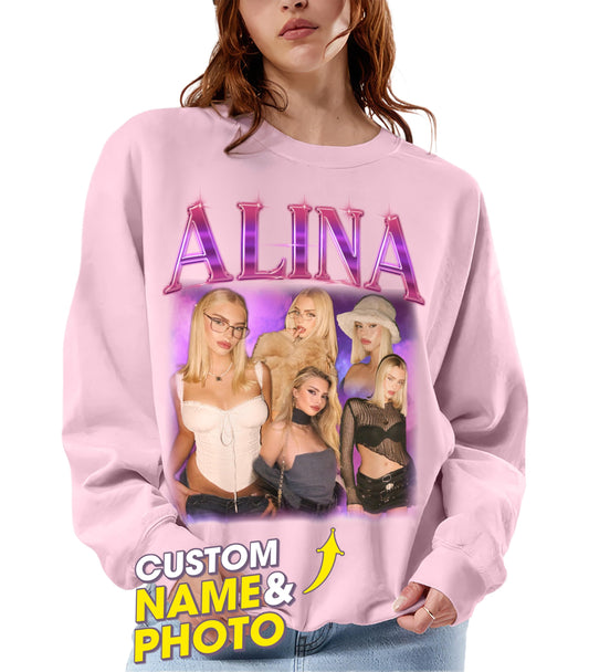 Custom Sweatshirts for Women - Bootleg Rap Tee & Crewneck Shirts for Boyfriend & Girlfriend - Photo Face Shirt Gifts for Valentines, Halloween & Christmas