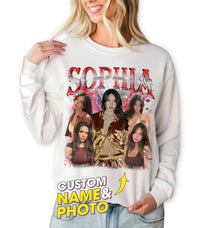 Custom Sweatshirts with Photo Design Your Own Bootleg Rap Shirt Custom Crewneck Shirts for Boyfriend Girlfriend Face Shirt Gift for Valentines Halloween Christmas