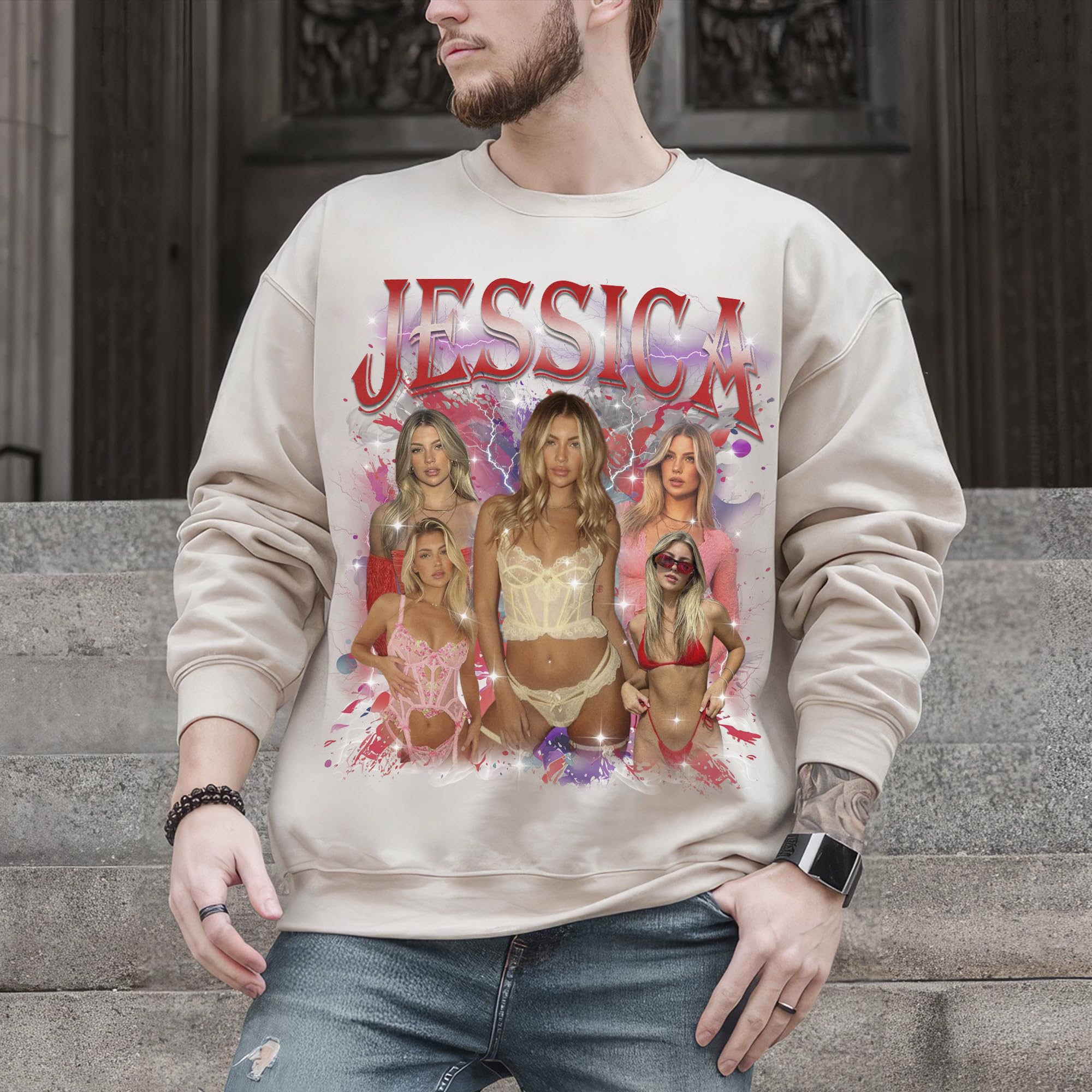 Personalized Shirt Bootleg Rap Tee Shirt Custom Sweatshirts for Women Custom Crewneck Shirts for Boyfriend Girlfriend Vintage Face Shirt Gift for Valentines Halloween Christmas
