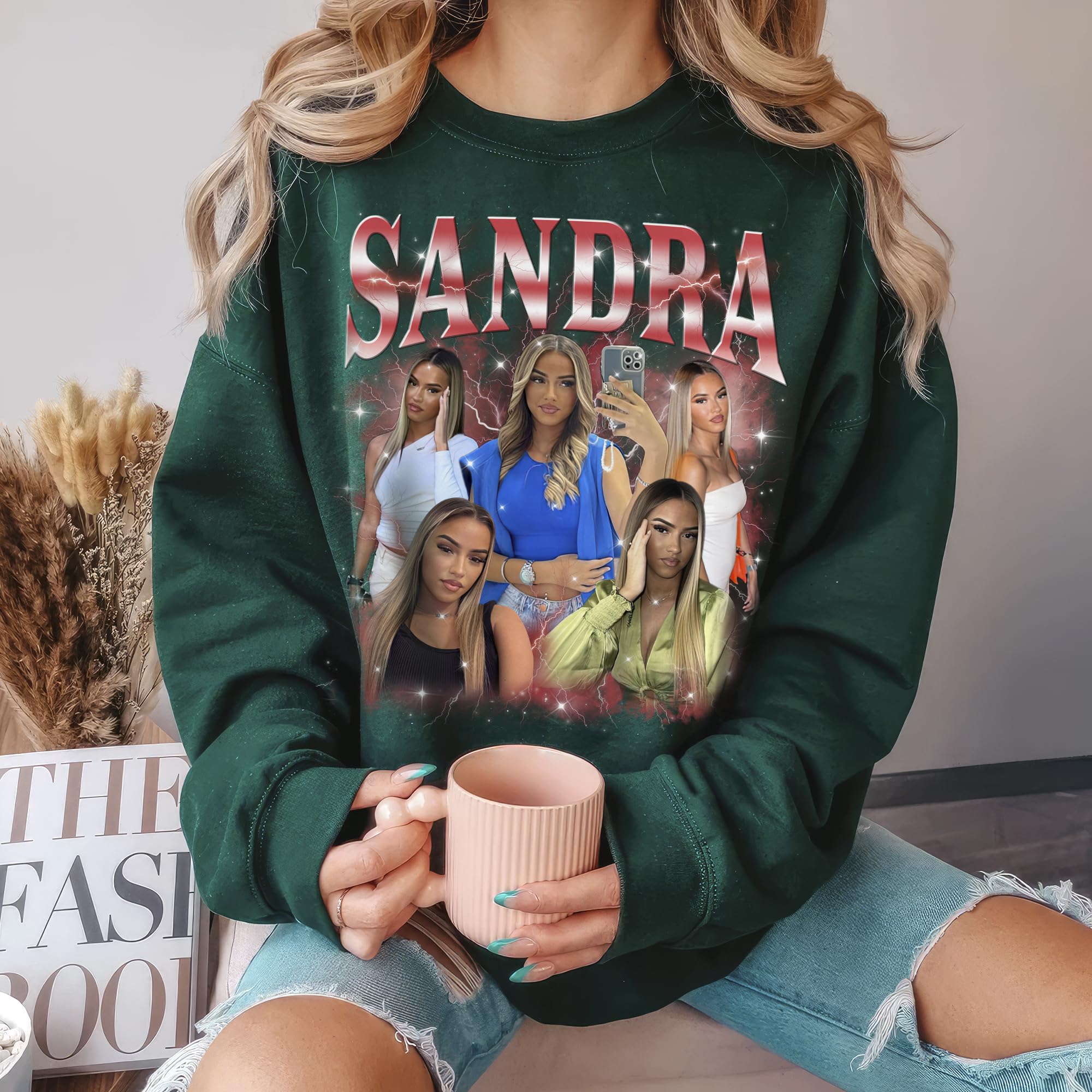 Custom Bootleg Rap T-Shirts and Sweatshirts for Women Personalized Crewneck Shirts for Boyfriend Girlfriend Face Shirt Gift for Valentine's Day Halloween Christmas