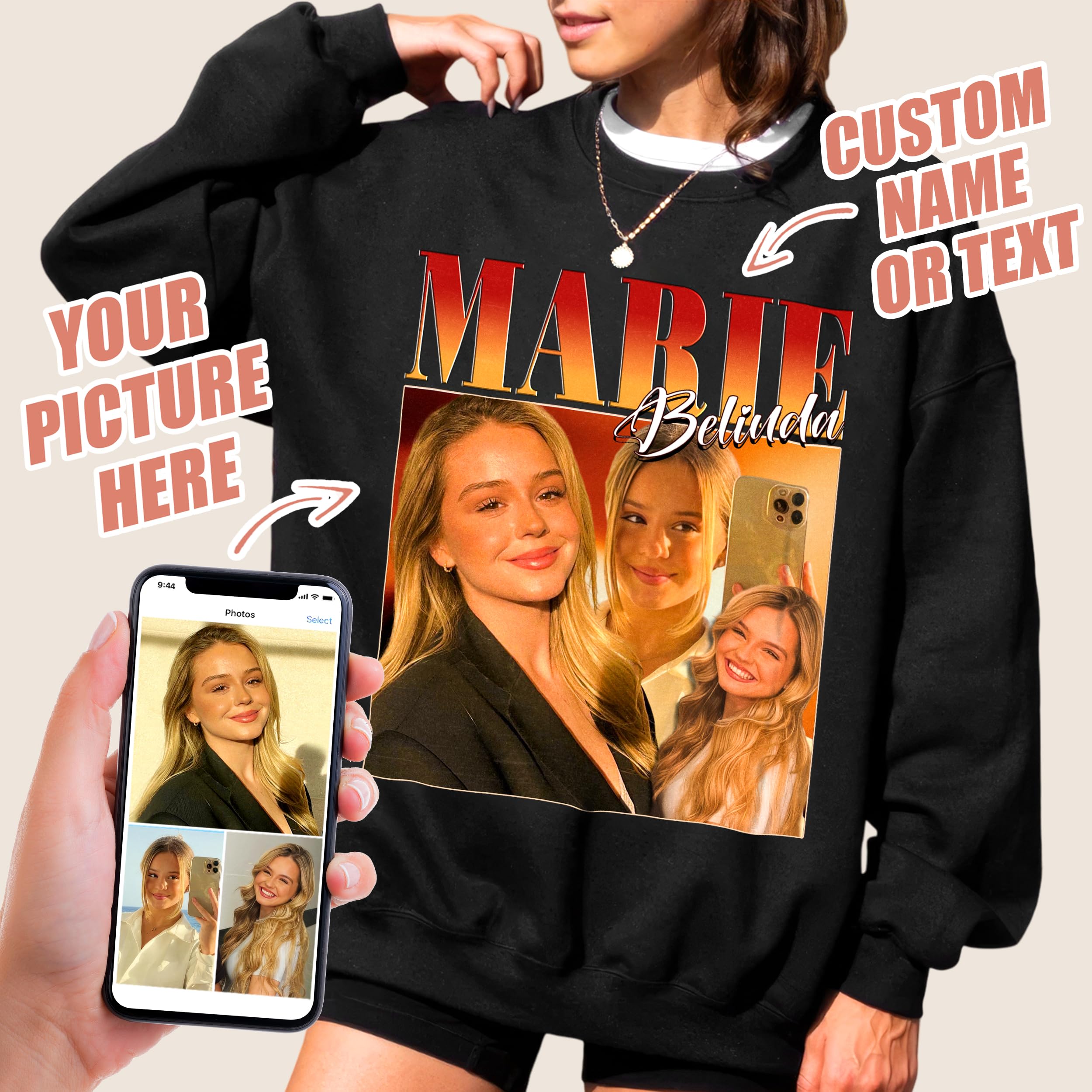Custom Bootleg Rap Shirt & Sweatshirt with Photo - Boyfriend/Girlfriend Face Shirt Gift for Valentines, Halloween & Christmas