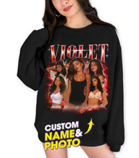 Custom T Shirts Bootleg Girlfriend Shirt Sweatshirts for Women Custom Crewneck Shirts for Boyfriend Face Shirt with Photo Gift for Valentines Halloween Christmas
