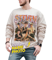 Custom Your Own Bootleg Rap Tee Shirt Custom Sweatshirts Crewneck Shirts for Boyfriend Girlfriend Vintage Face Shirt Gift for Valentines Halloween Christmas