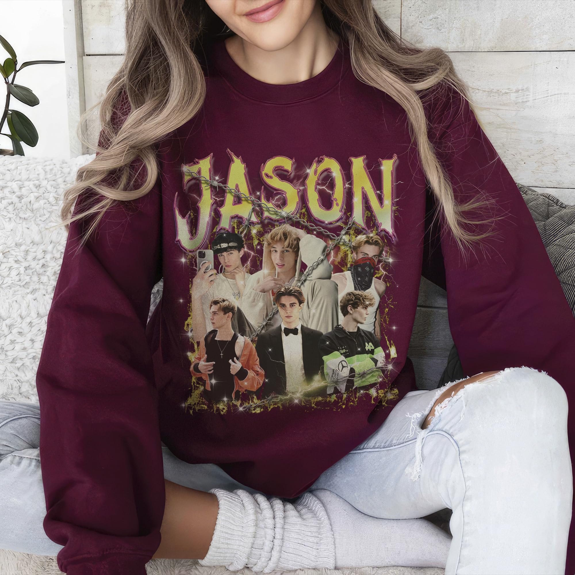 Custom Your Own Bootleg Rap Tee Shirt Custom Sweatshirts Crewneck Shirts for Boyfriend Girlfriend Vintage Face Shirt Gift for Valentines Halloween Christmas