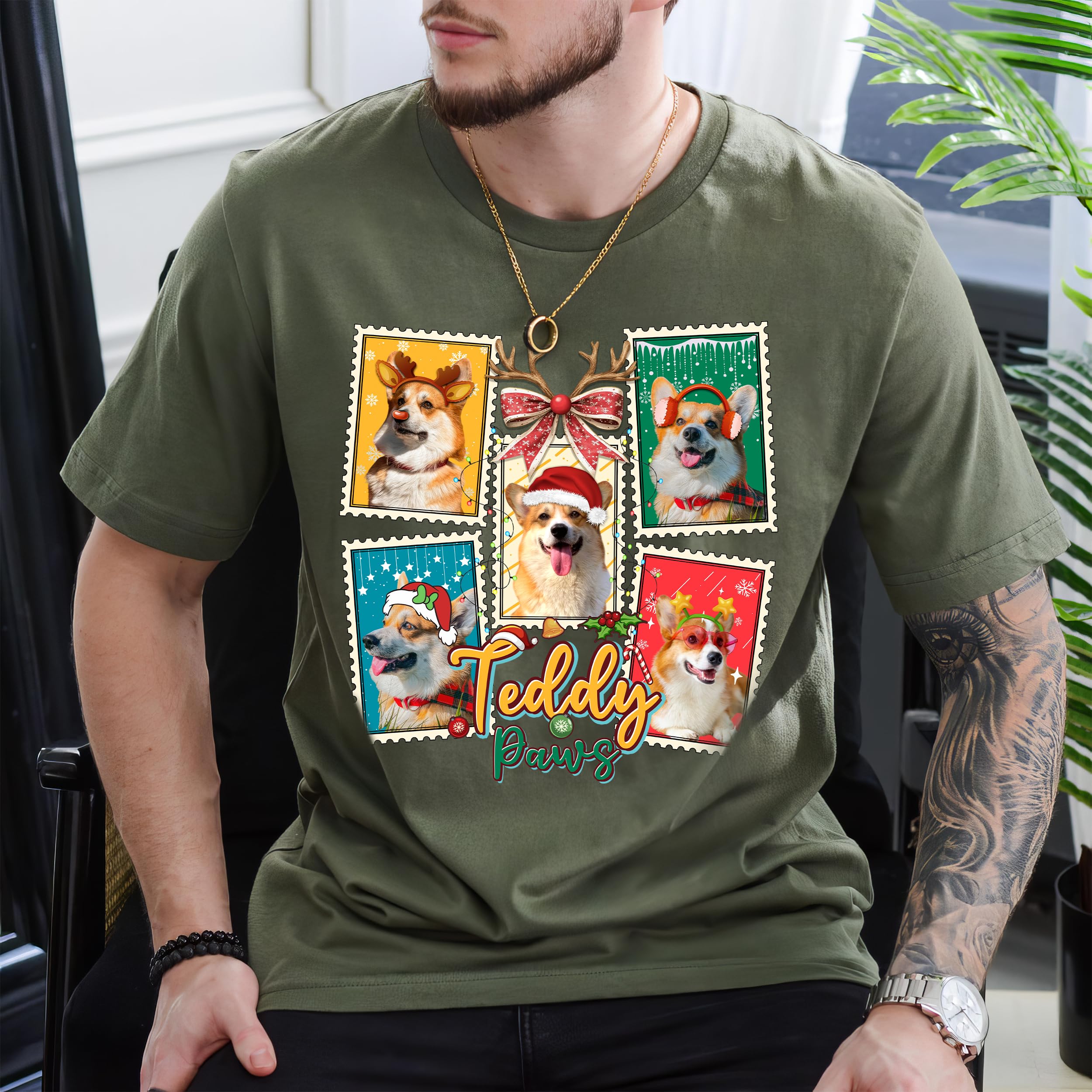 Custom Christmas Sweatshirts Custom Pet Shirt for Men Women Christmas 2025 Matching Family Shirt Photo Collage Personalized Dog Cat Lovers T-Shirt with Picture