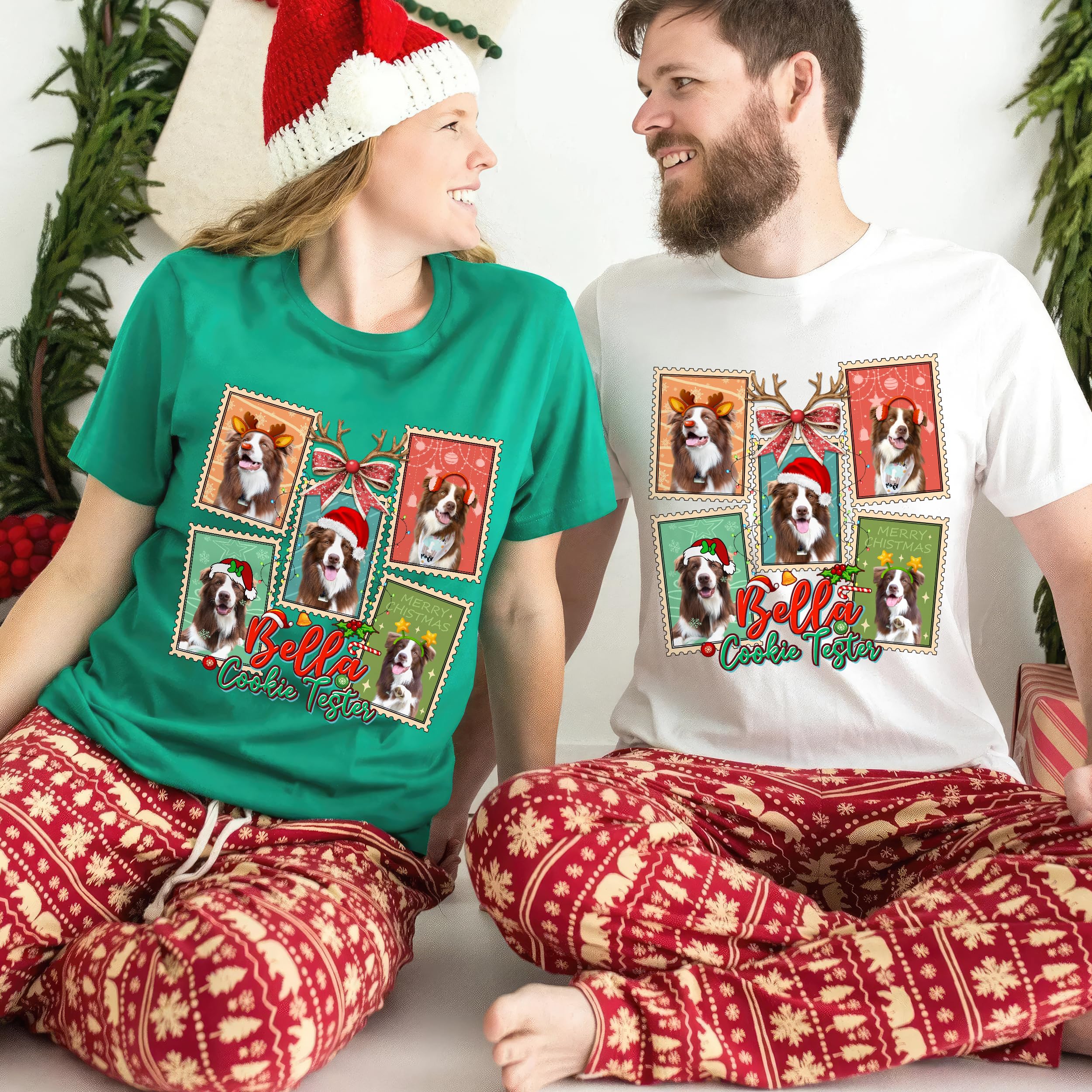 Custom Christmas Sweatshirts Custom Pet Shirt for Men Women Christmas 2025 Matching Family Shirt Photo Collage Personalized Dog Cat Lovers T-Shirt with Picture