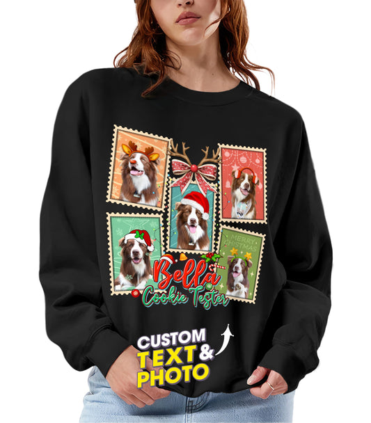 Custom Christmas Sweatshirts Custom Pet Shirt for Men Women Christmas 2025 Matching Family Shirt Photo Collage Personalized Dog Cat Lovers T-Shirt with Picture