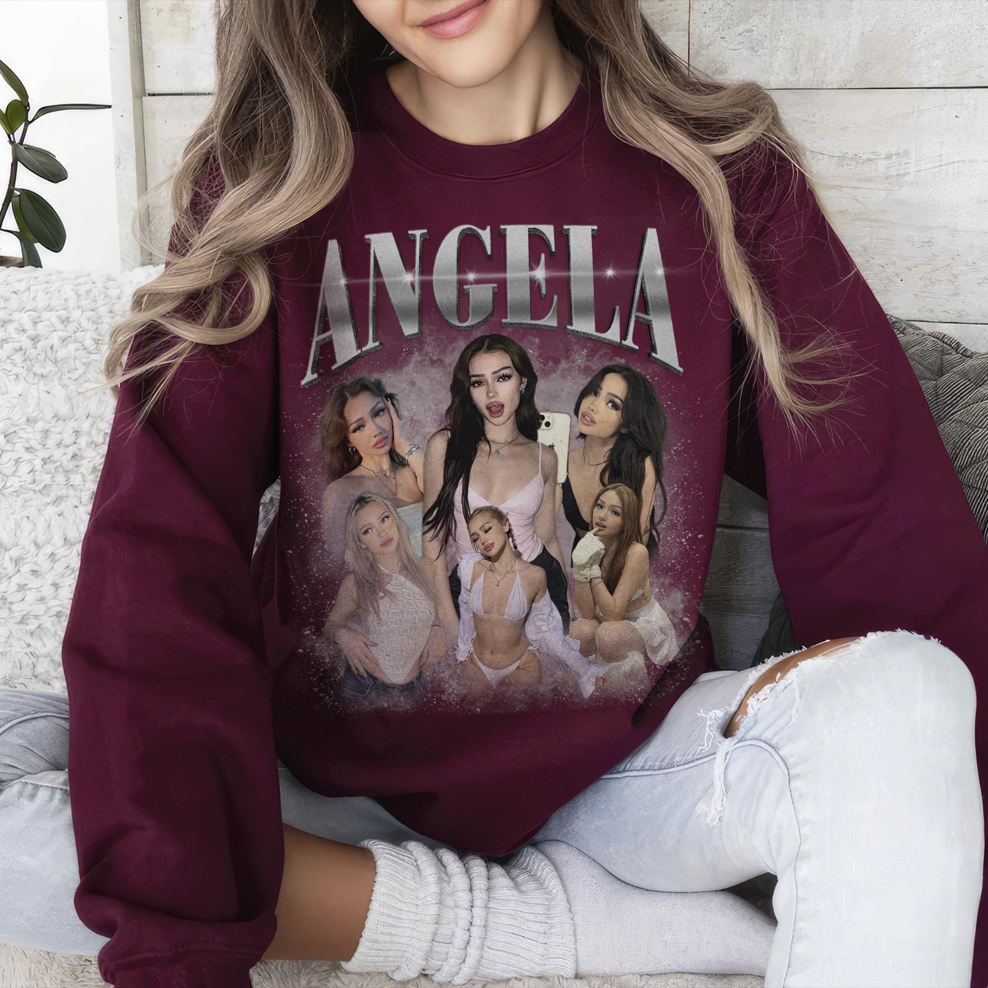 Custom T Shirts Custom Your Own Bootleg Rap Tee Sweatshirts for Women Personalized Crewneck Shirts for Boyfriend Girlfriend Face Shirt Gift for Valentine's Day Christmas