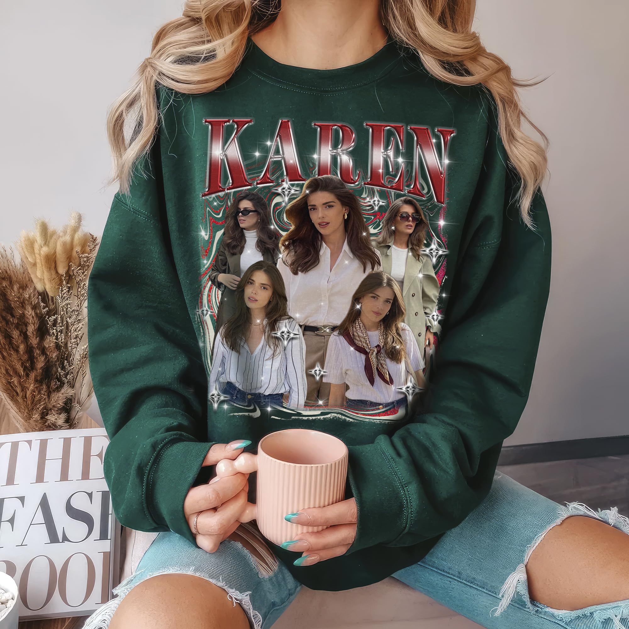 Custom Your Own Bootleg Rap Tee Custom Sweatshirts for Women Personalized Crewneck Shirts for Boyfriend Girlfriend Face Shirt Gift for Valentine's Day Christmas