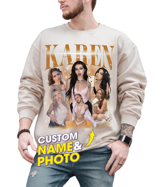 Custom Bootleg Rap Tee Custom Shirts and Sweatshirts for Women Personalized Crewneck Shirts for Boyfriend Girlfriend Face Shirt Gift for Valentine's Day Christmas