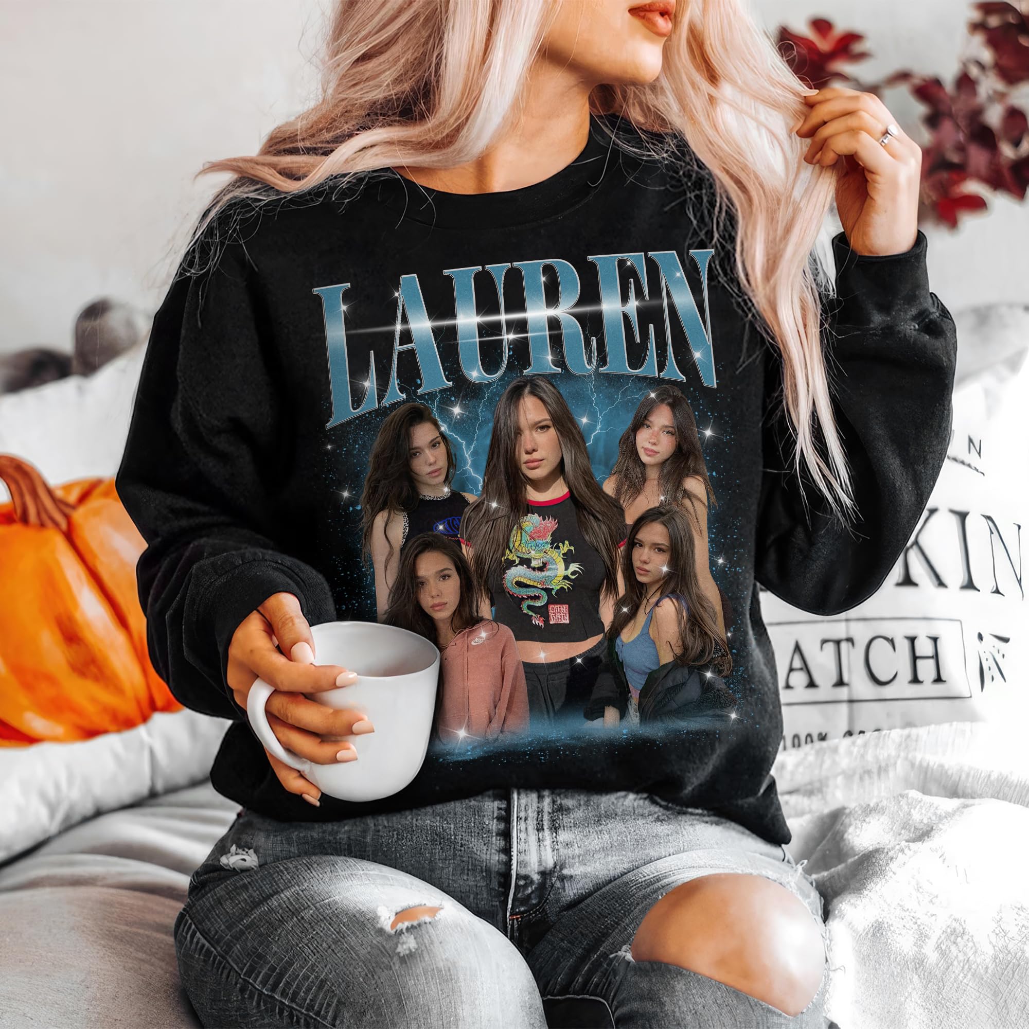 Custom Bootleg Rap Tee Custom Shirts and Sweatshirts for Women Personalized Crewneck Shirts for Boyfriend Girlfriend Face Shirt Gift for Valentine's Day Christmas