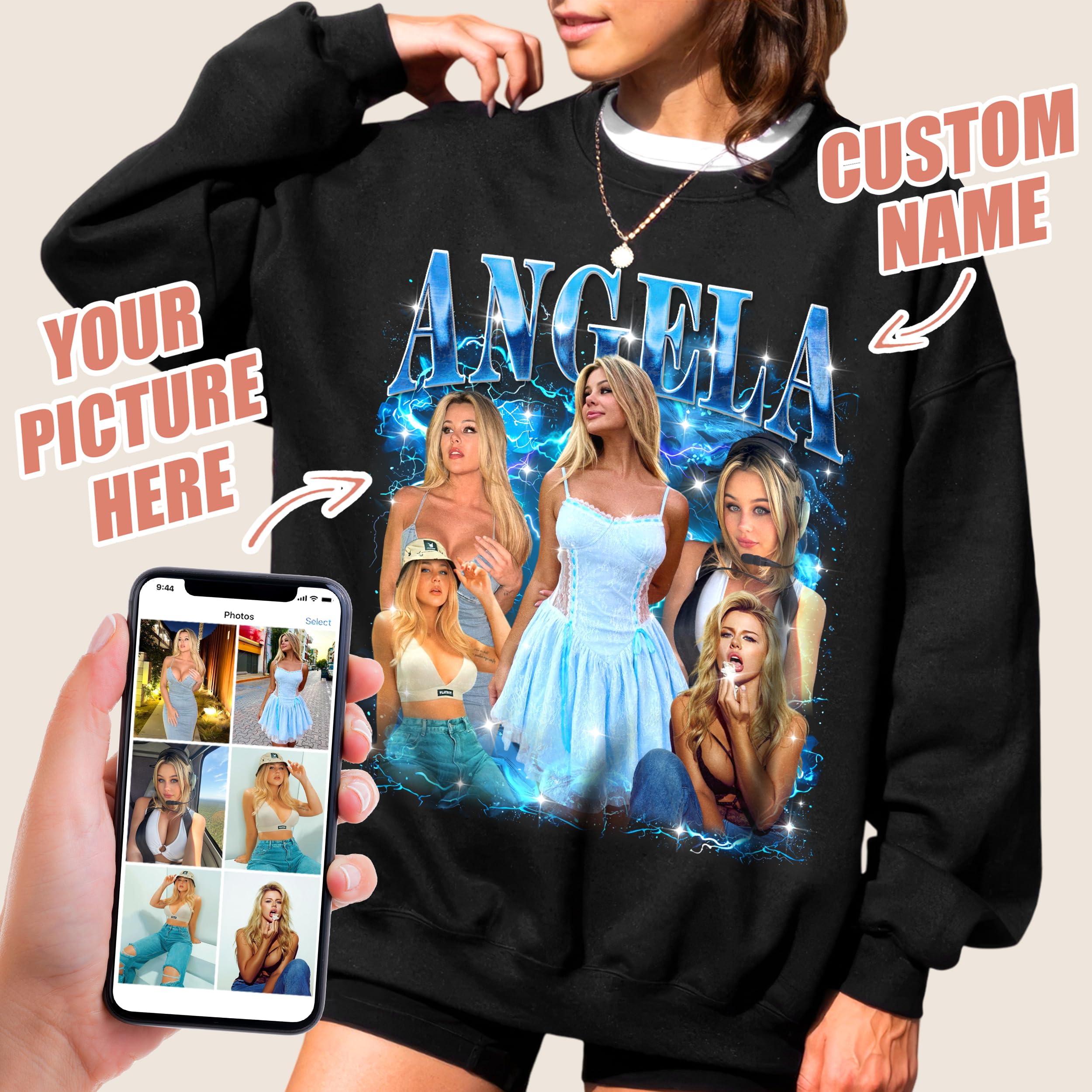 Custom Bootleg Rap Shirt & Sweatshirt for Women & Men - Crewneck Shirts for Boyfriend & Girlfriend - Face Shirt Gift for Valentines, Halloween & Christmas
