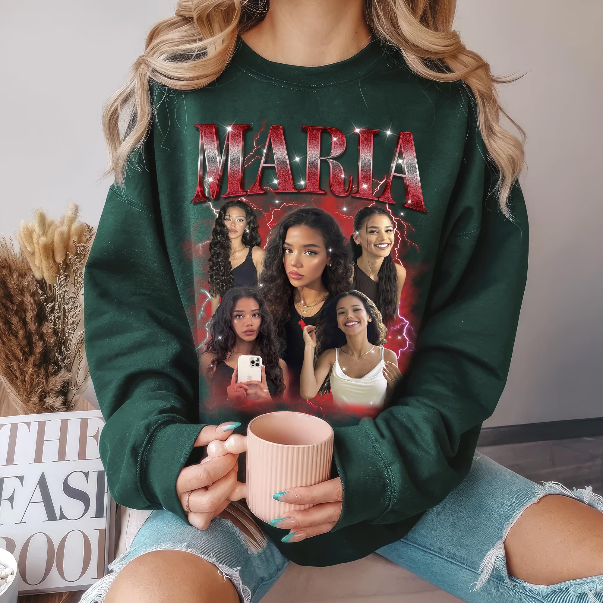 Custom Sweatshirts for Women Custom Bootleg Rap Shirt Crewneck Shirts for Boyfriend Girlfriend Face Shirt Gift for Valentines Halloween Christmas