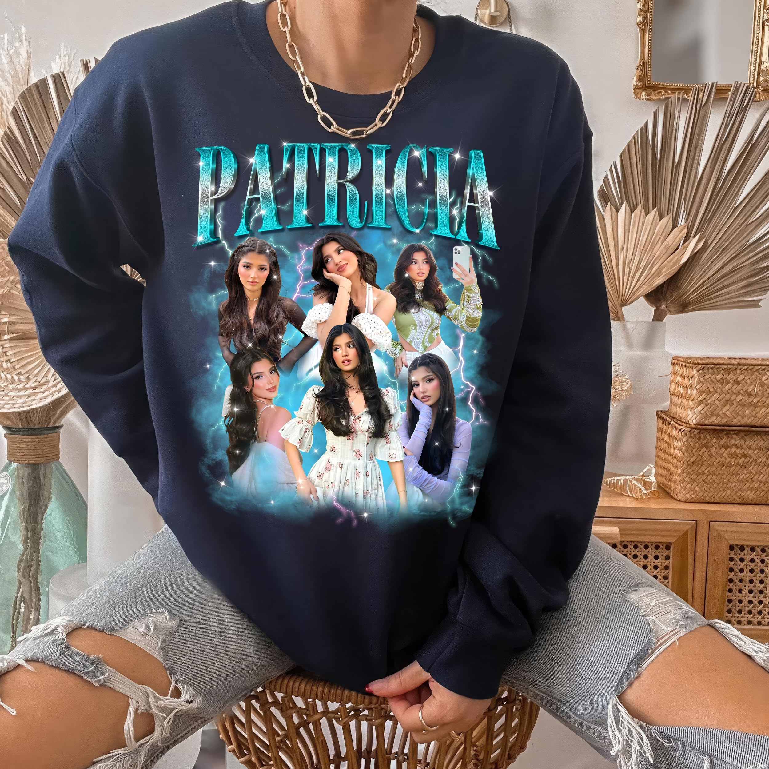 Custom Sweatshirts for Women Custom Bootleg Rap Shirt Crewneck Shirts for Boyfriend Girlfriend Face Shirt Gift for Valentines Halloween Christmas