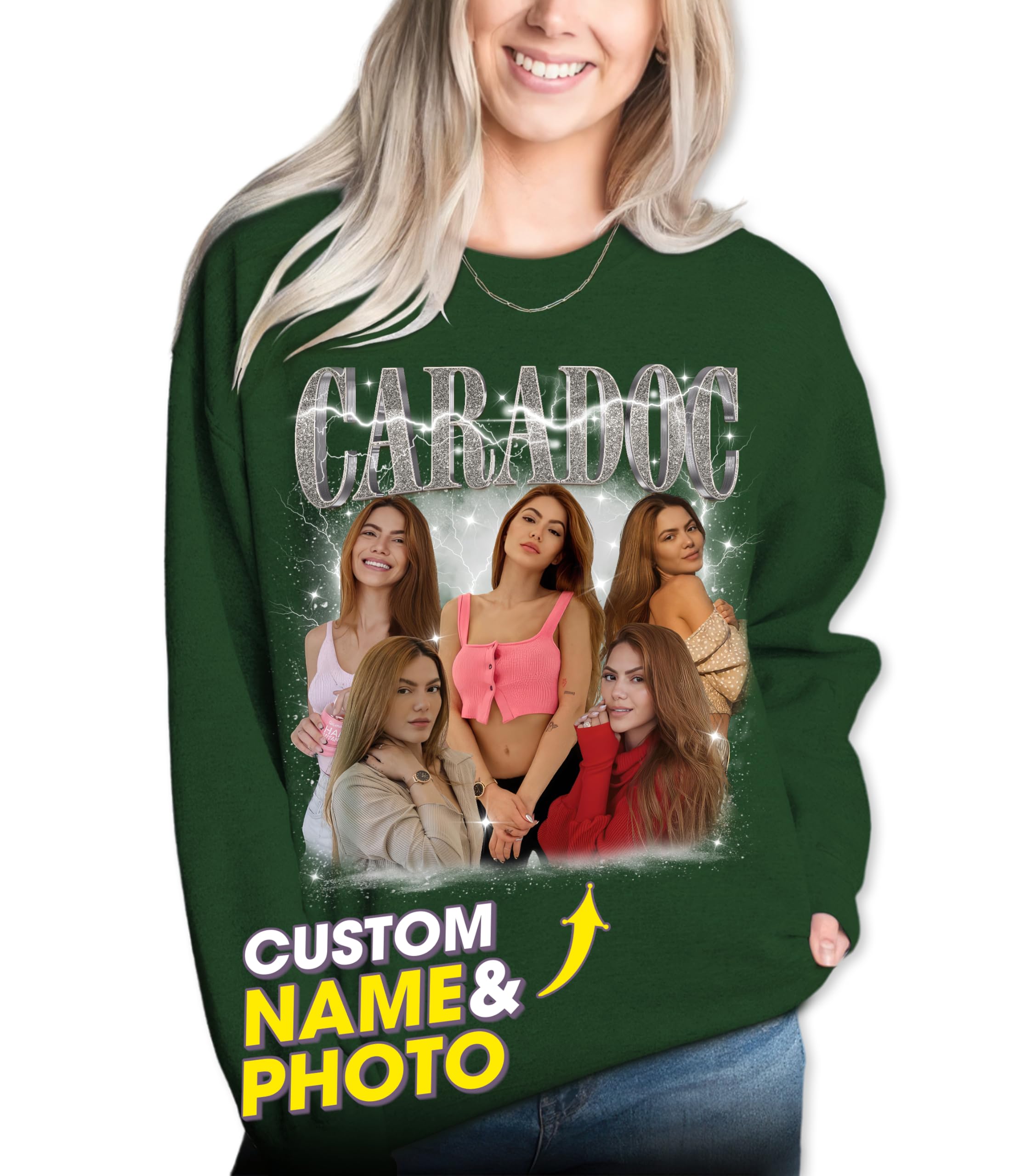 Custom T Shirts & Sweatshirts for Boyfriend & Girlfriend - Vintage Face Shirt with Photo Gift for Valentines, Halloween & Christmas