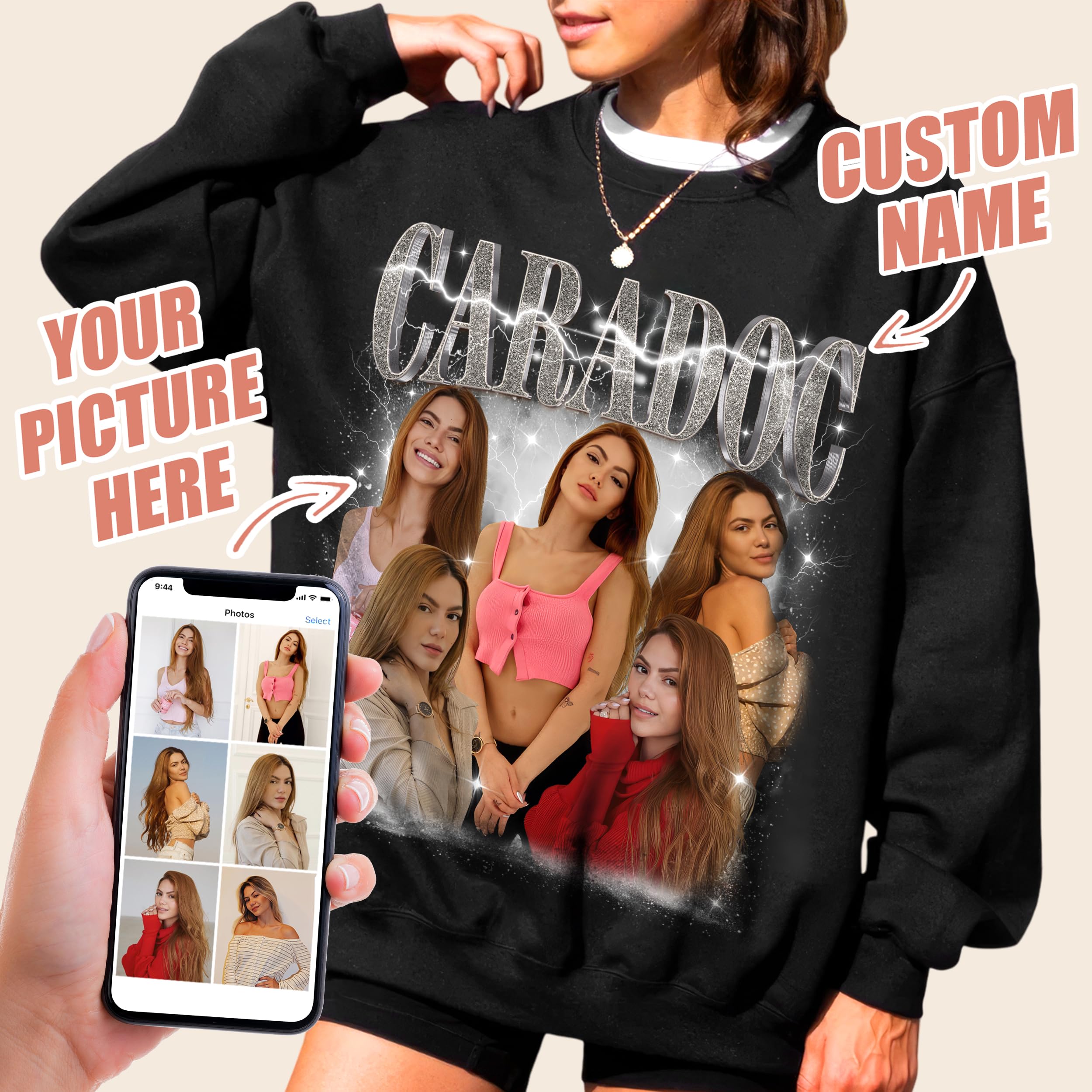 Custom T Shirts & Sweatshirts for Boyfriend & Girlfriend - Vintage Face Shirt with Photo Gift for Valentines, Halloween & Christmas