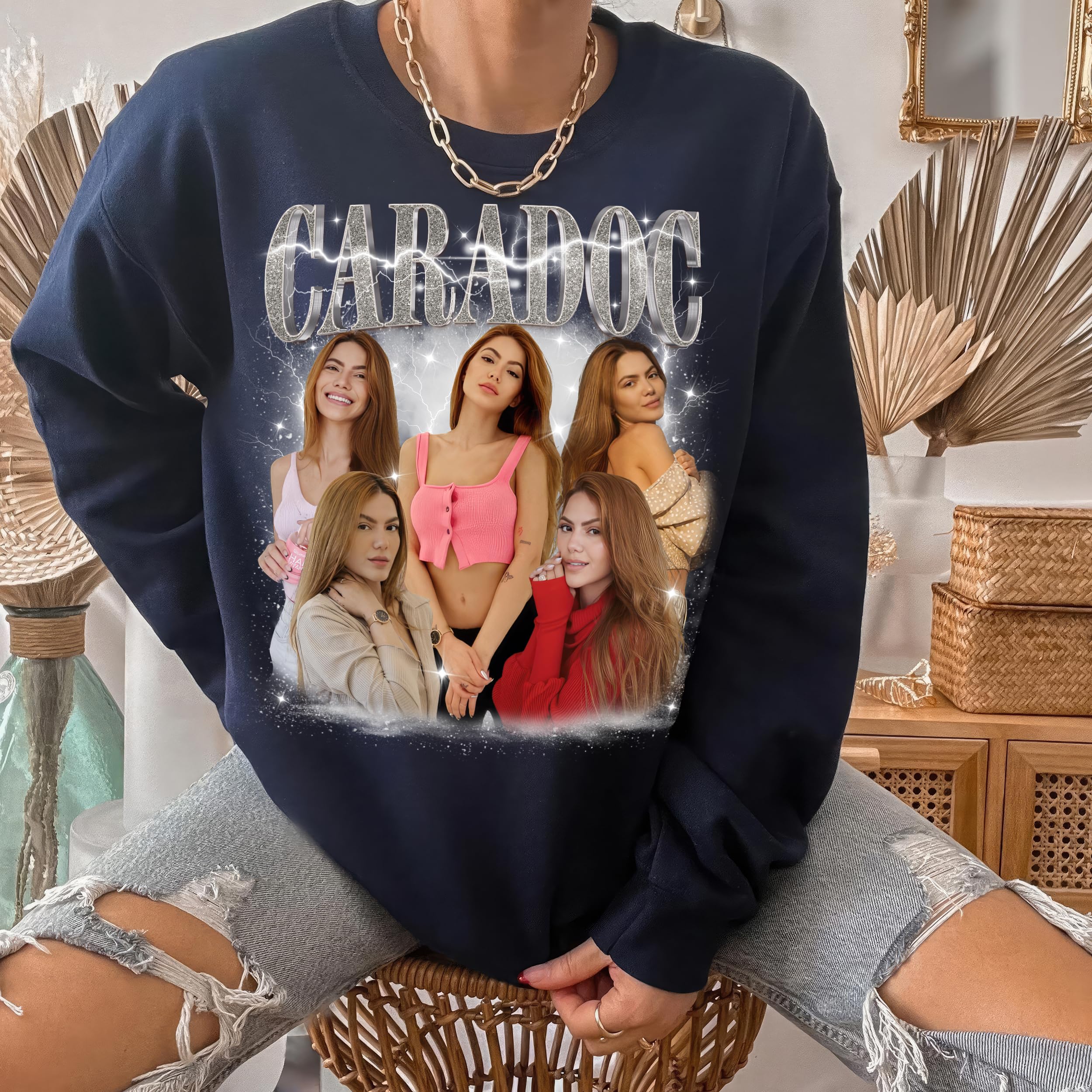 Custom T Shirts & Sweatshirts for Boyfriend & Girlfriend - Vintage Face Shirt with Photo Gift for Valentines, Halloween & Christmas
